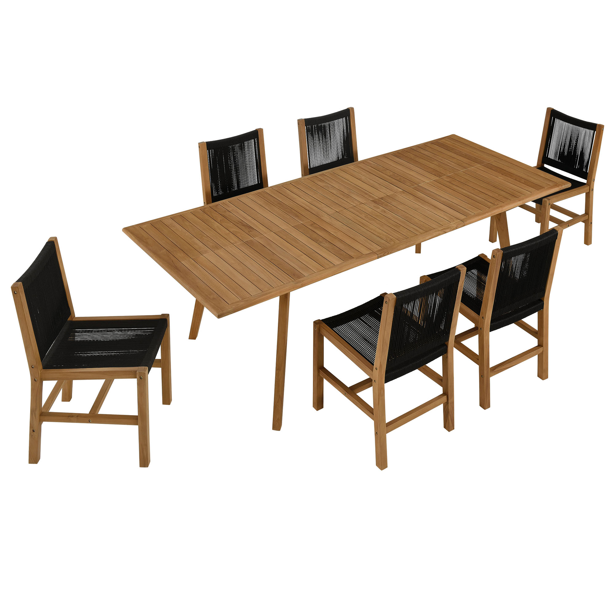 Modway Furniture Vienna Natural Black 7pc Outdoor Patio Dining Set with Arm...
