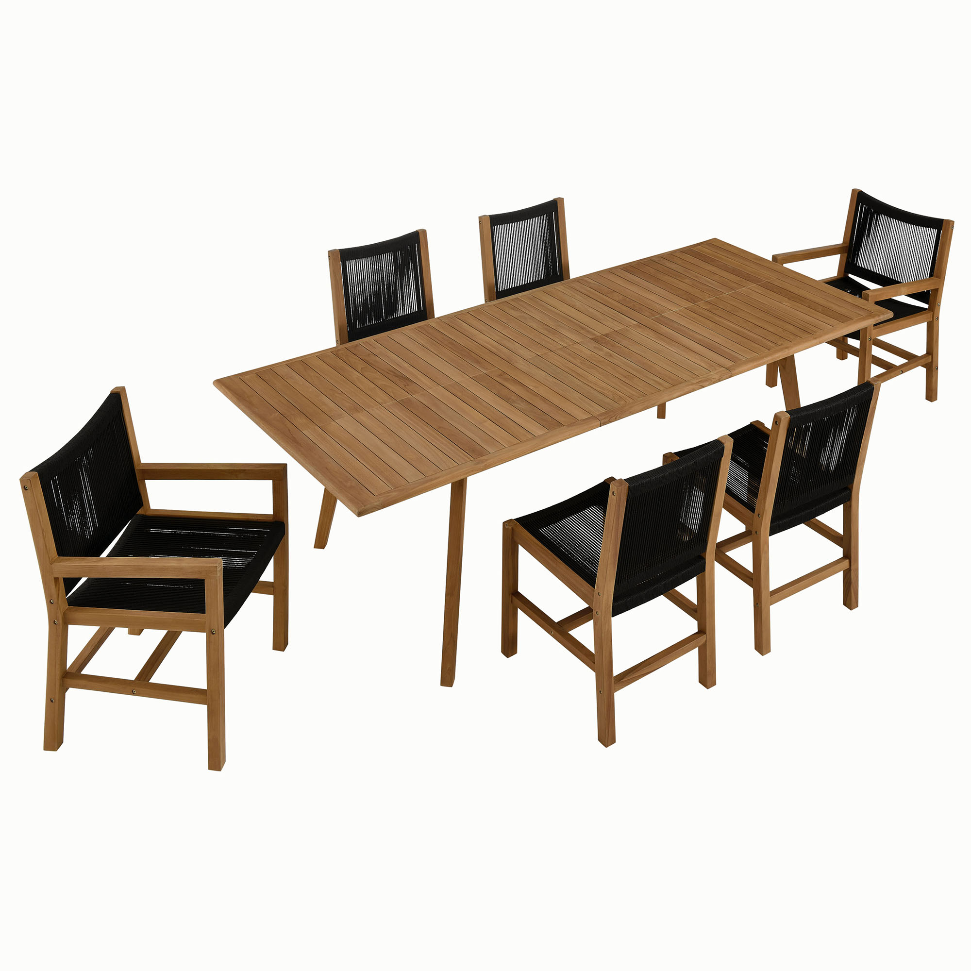 Modway Furniture Vienna Natural Black 7pc Outdoor Patio Dining Set