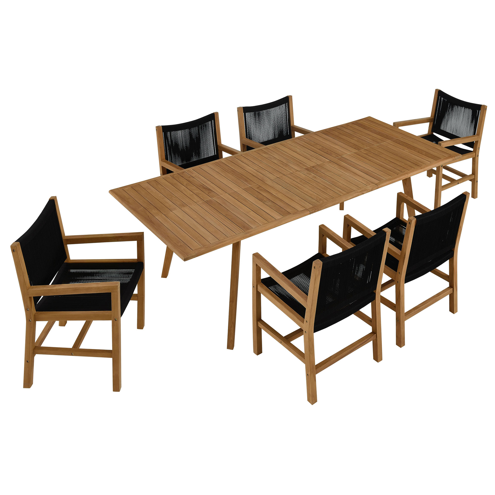 Modway Furniture Vienna Natural Black 7pc Outdoor Patio Dining Set with Arm...