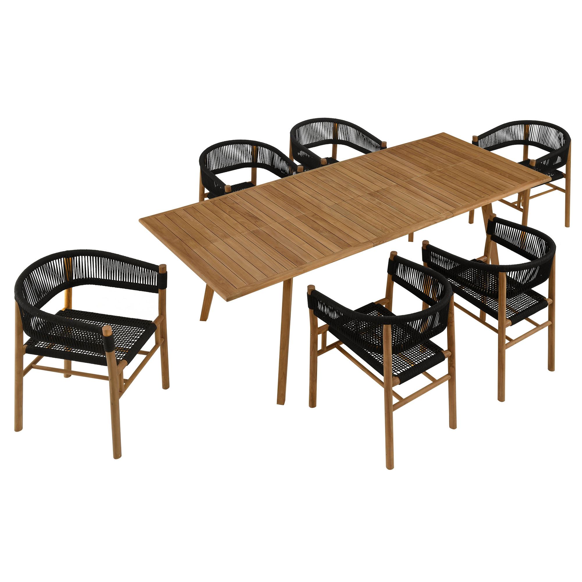 Modway Furniture Vienna Natural Black 7pc Outdoor Patio Dining Set with Cur...