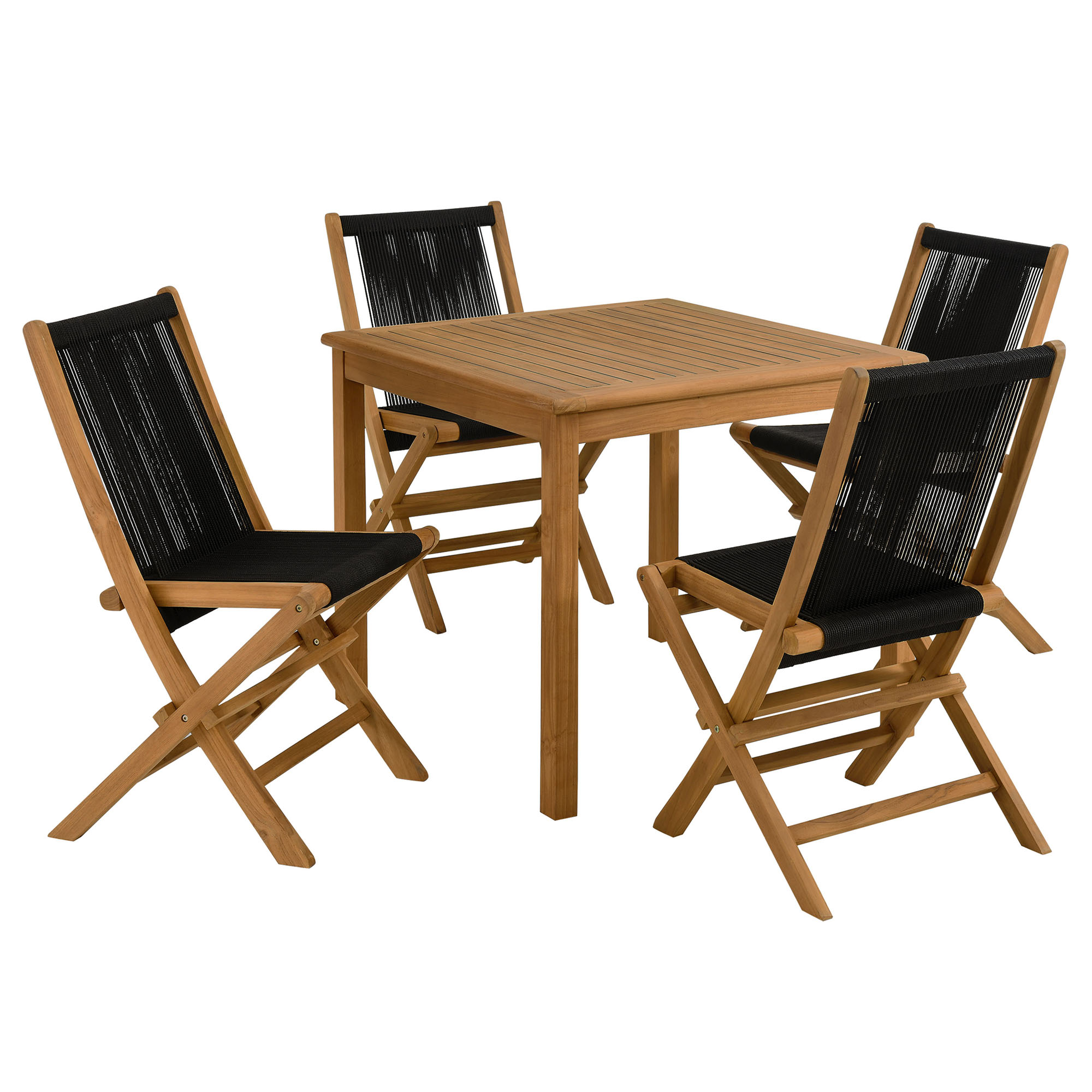 Modway Furniture Vienna Natural Black 5pc Outdoor Patio Dining Set with Rop...