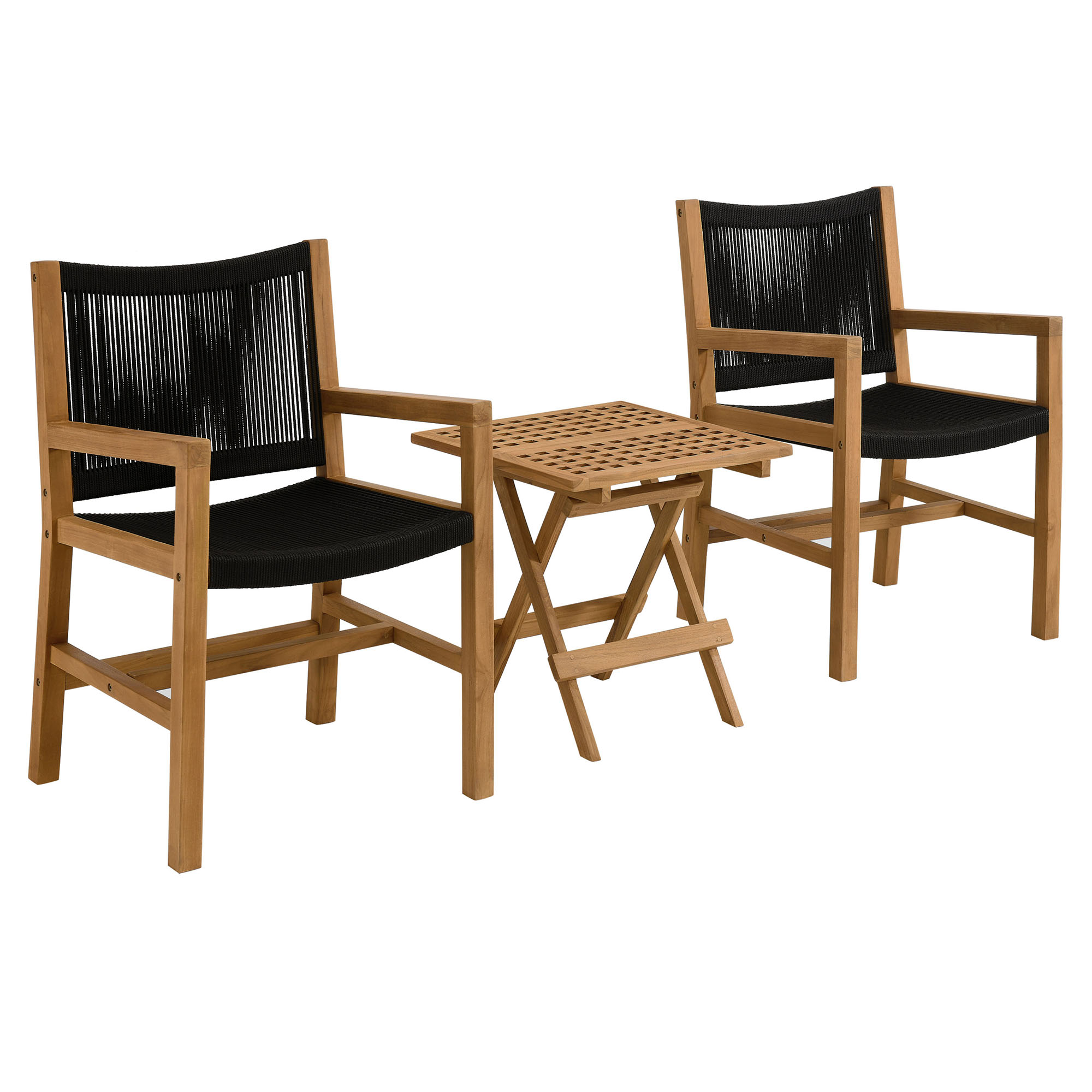 Modway Furniture Vienna Natural Black 3pc Outdoor Patio Armchairs with Fold...