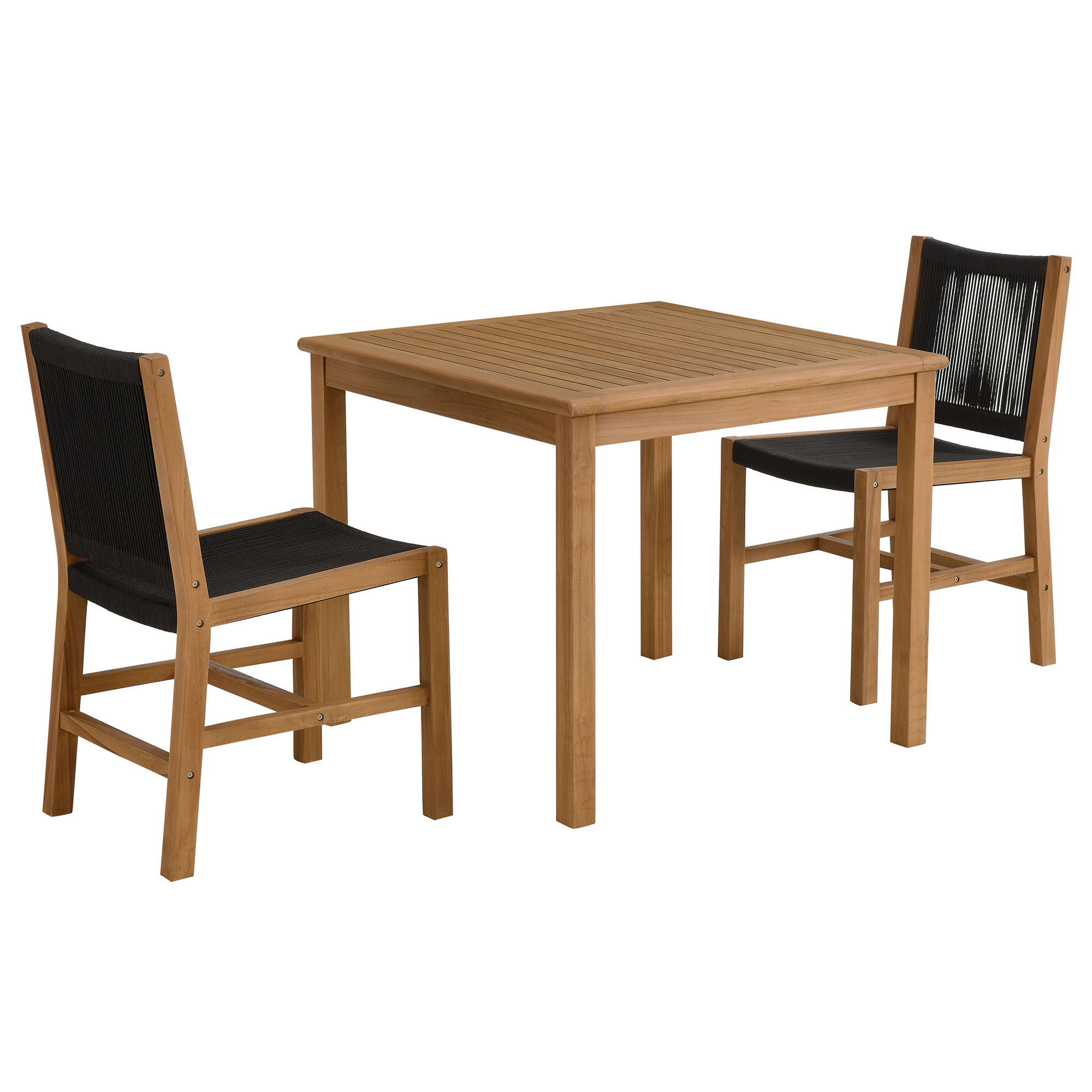 Modway Furniture Vienna Natural Black 3pc Outdoor Patio Dining Set with Arm...
