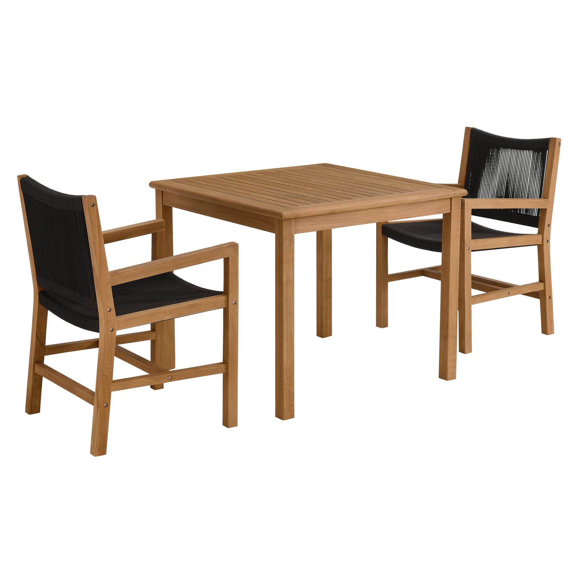 Modway Furniture Vienna Natural Black 3pc Outdoor Patio Dining Set with Arm...