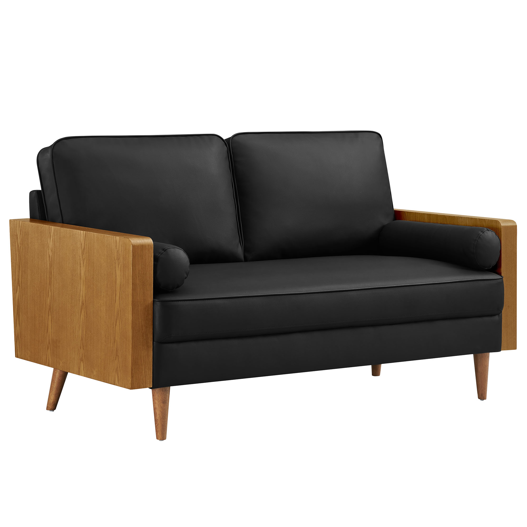 Modway Furniture Kellan Walnut Black Leather Loveseat