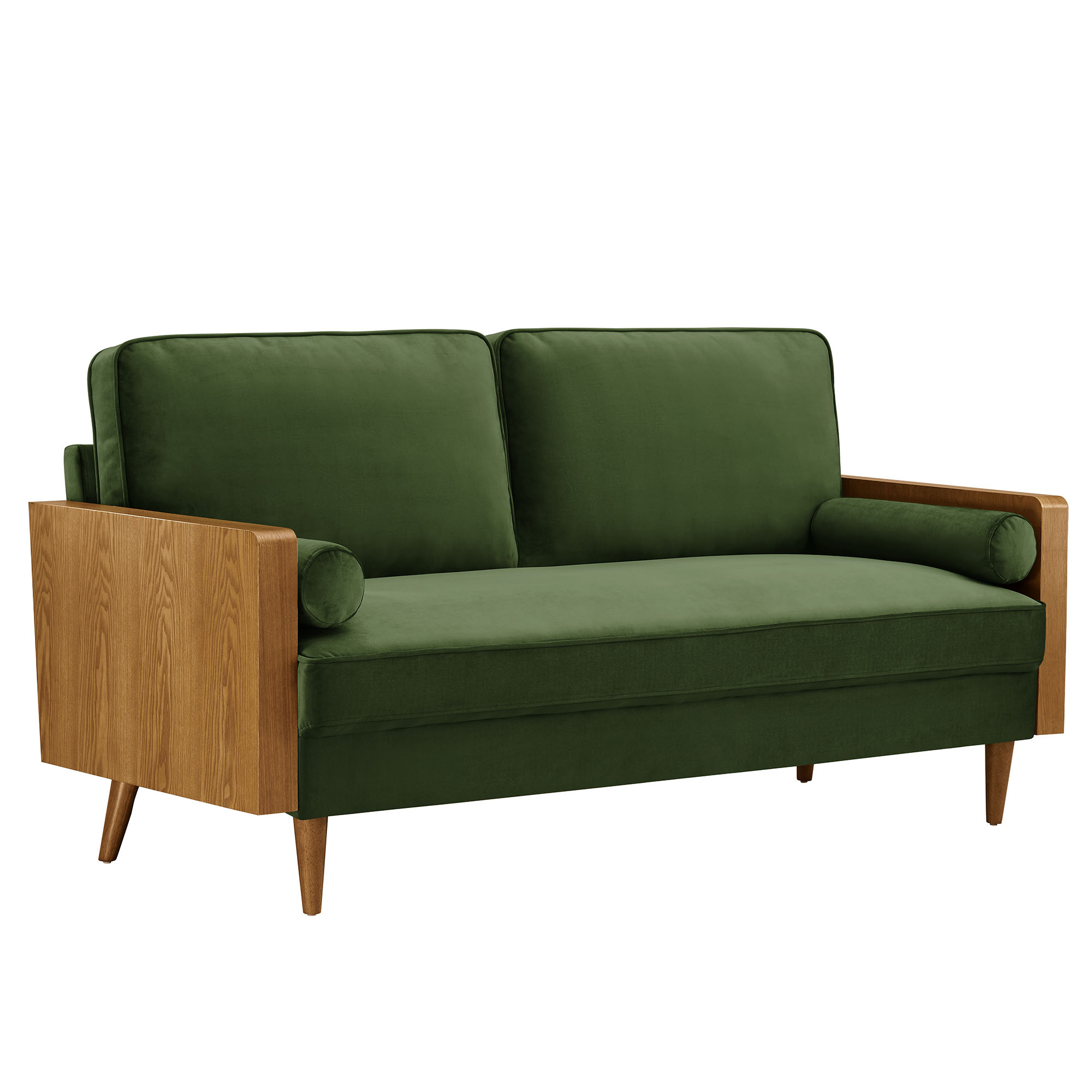 Modway Furniture Kellan Walnut Moss Green Velvet Sofa