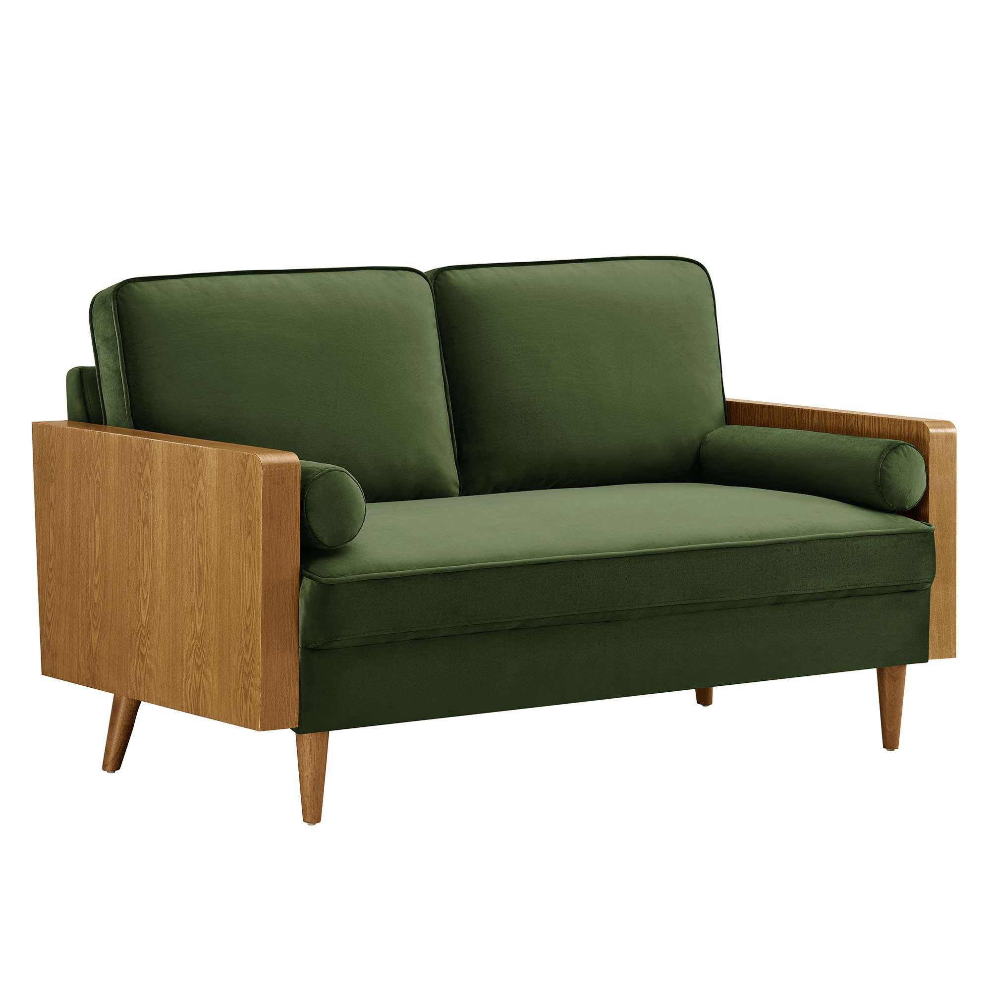 Modway Furniture Kellan Walnut Moss Green Velvet Loveseat