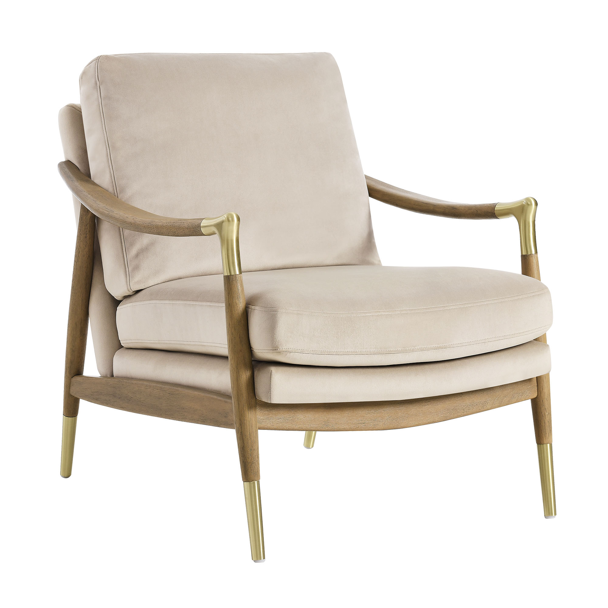 Modway Furniture Langford Walnut Almond Velvet Accent Armchair