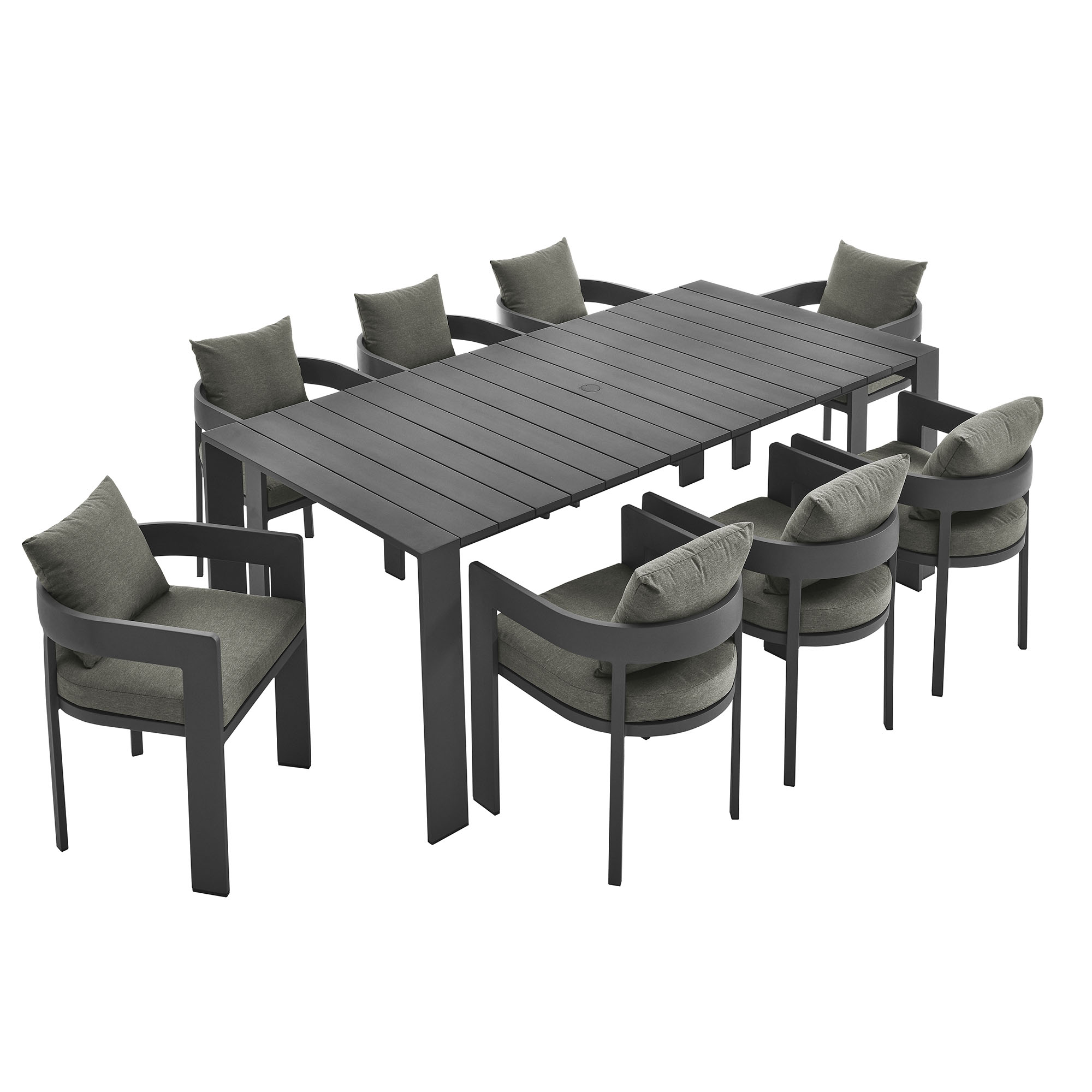 Modway Furniture Tahoe Gray Charcoal 9pc Outdoor Patio Dining Set