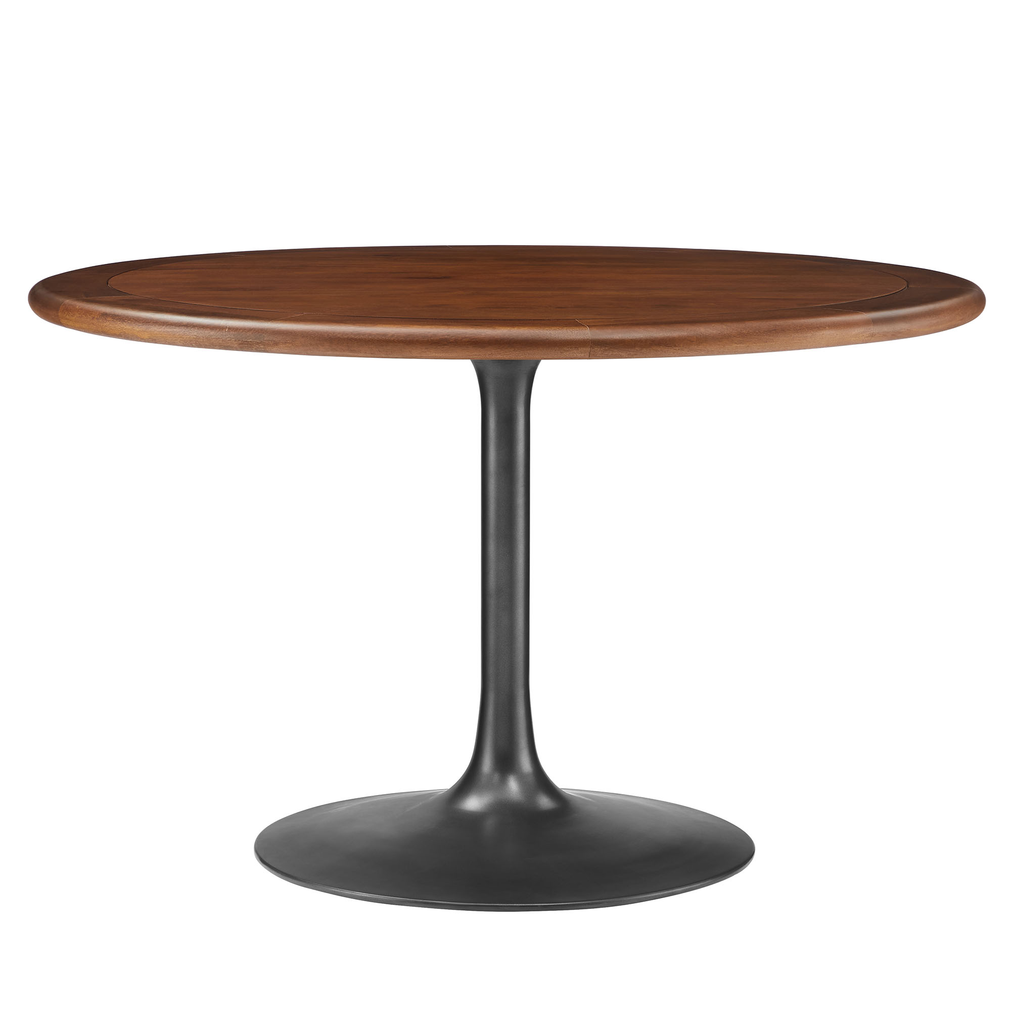 Modway Furniture Lippa Black Walnut Solid Wood 48 Inch Round Pedestal Dinin...