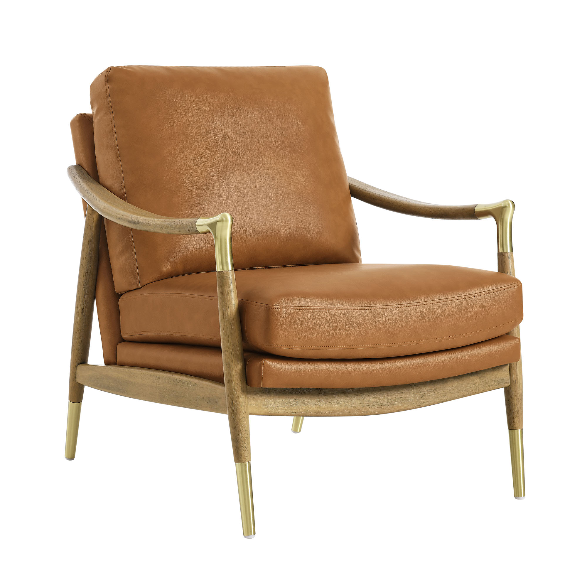 Modway Furniture Langford Walnut Tan Leather Accent Armchair