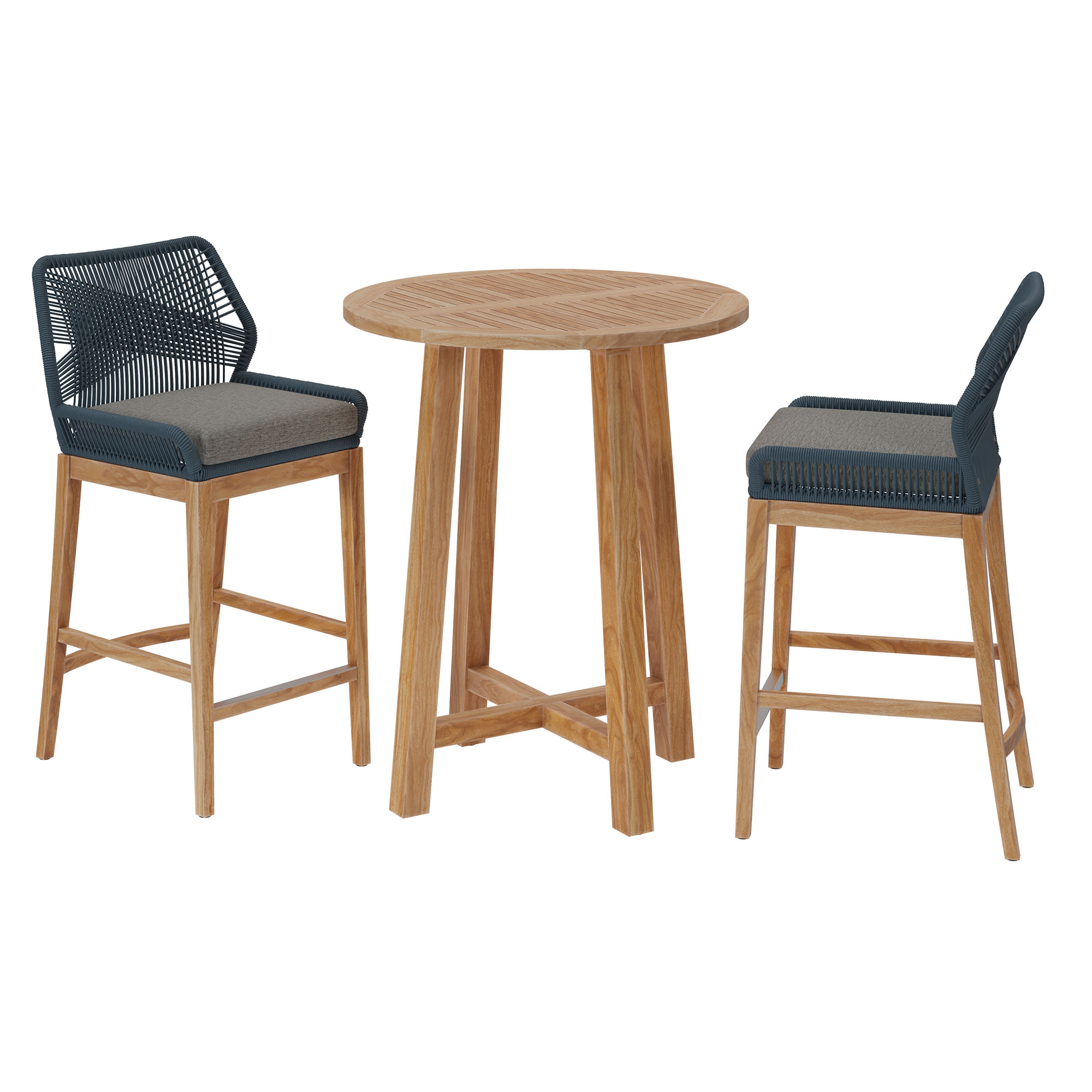 Modway Furniture Wellspring Blue Graphite 3pc Outdoor Bar Set
