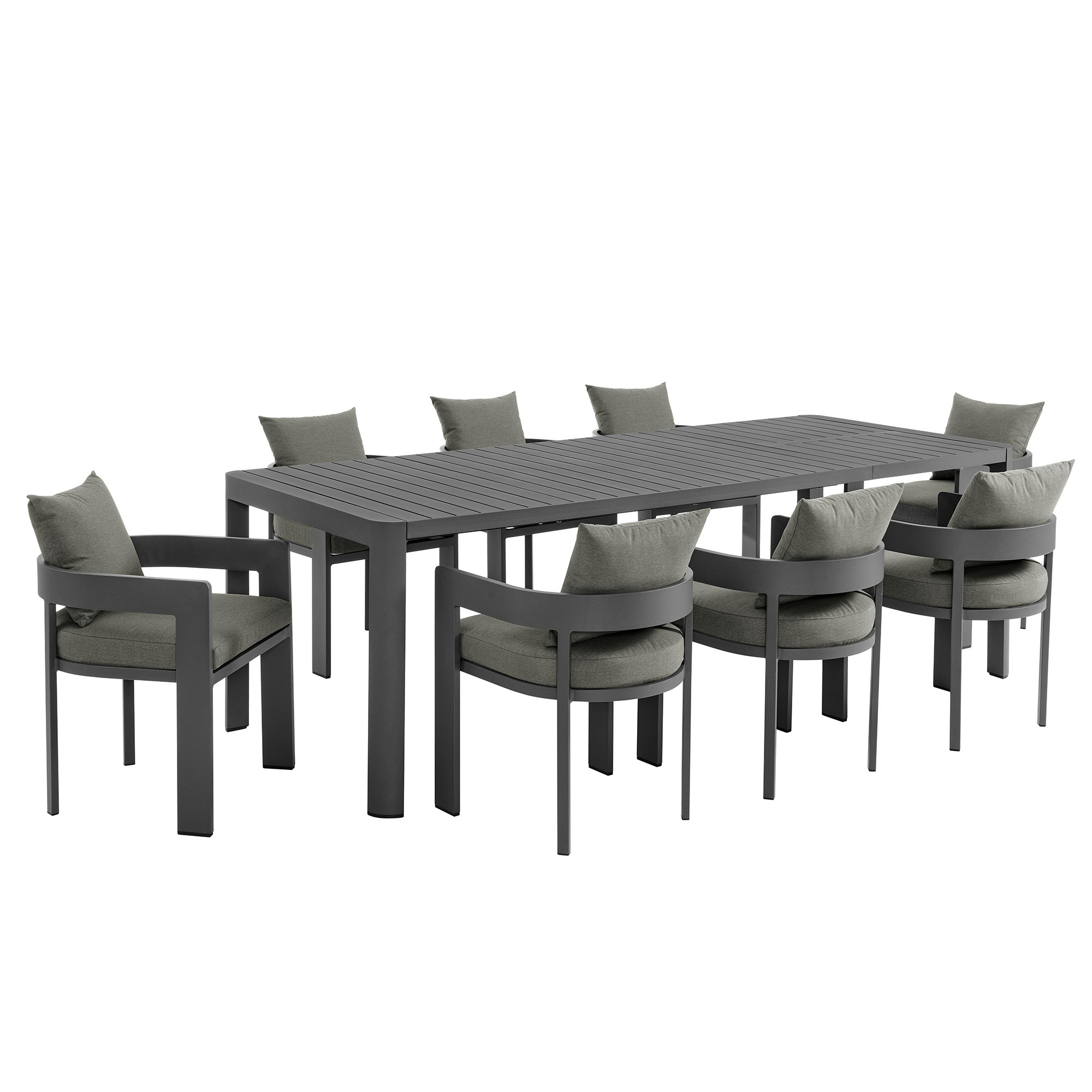 Modway Furniture Tahoe Gray Charcoal 9pc Outdoor Patio Dining Set with Exte...