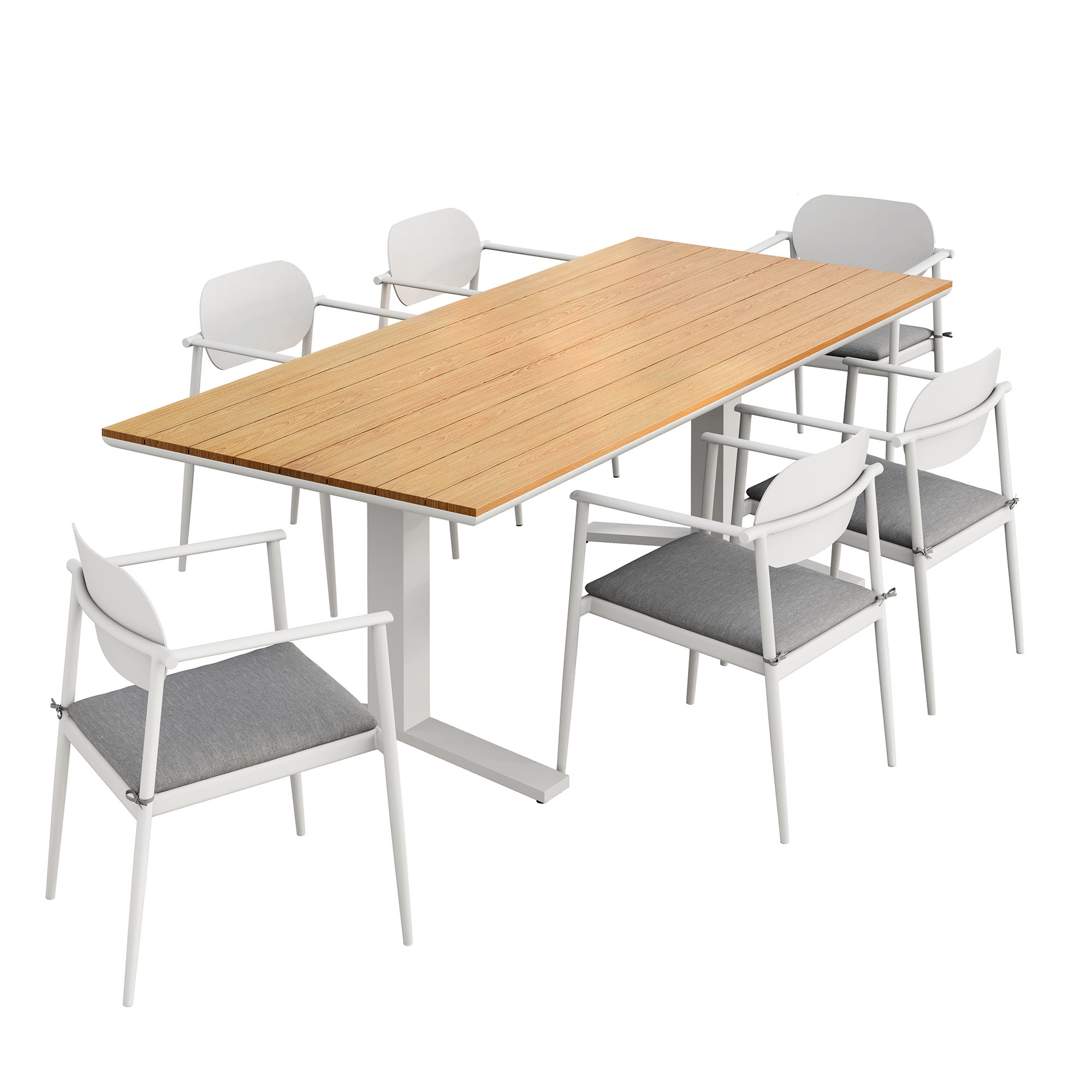 Modway Furniture Aeris White Light Gray 7pc Outdoor Patio Dining Set
