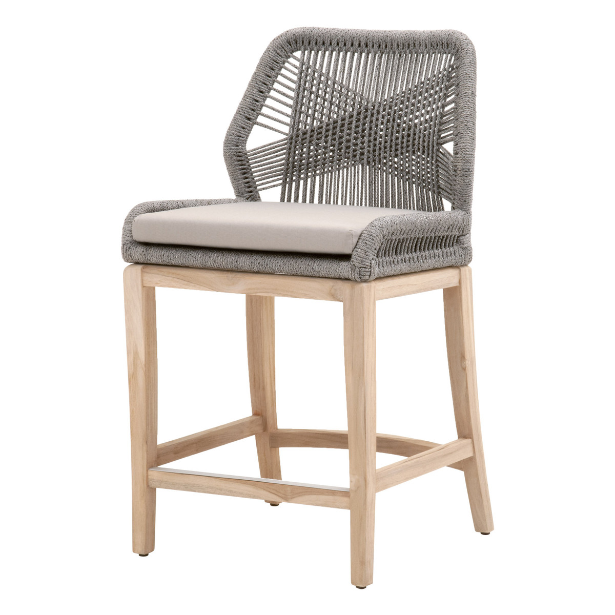 Essentials For Living Loom Platinum Smoke Gray Outdoor Counter Height Stool