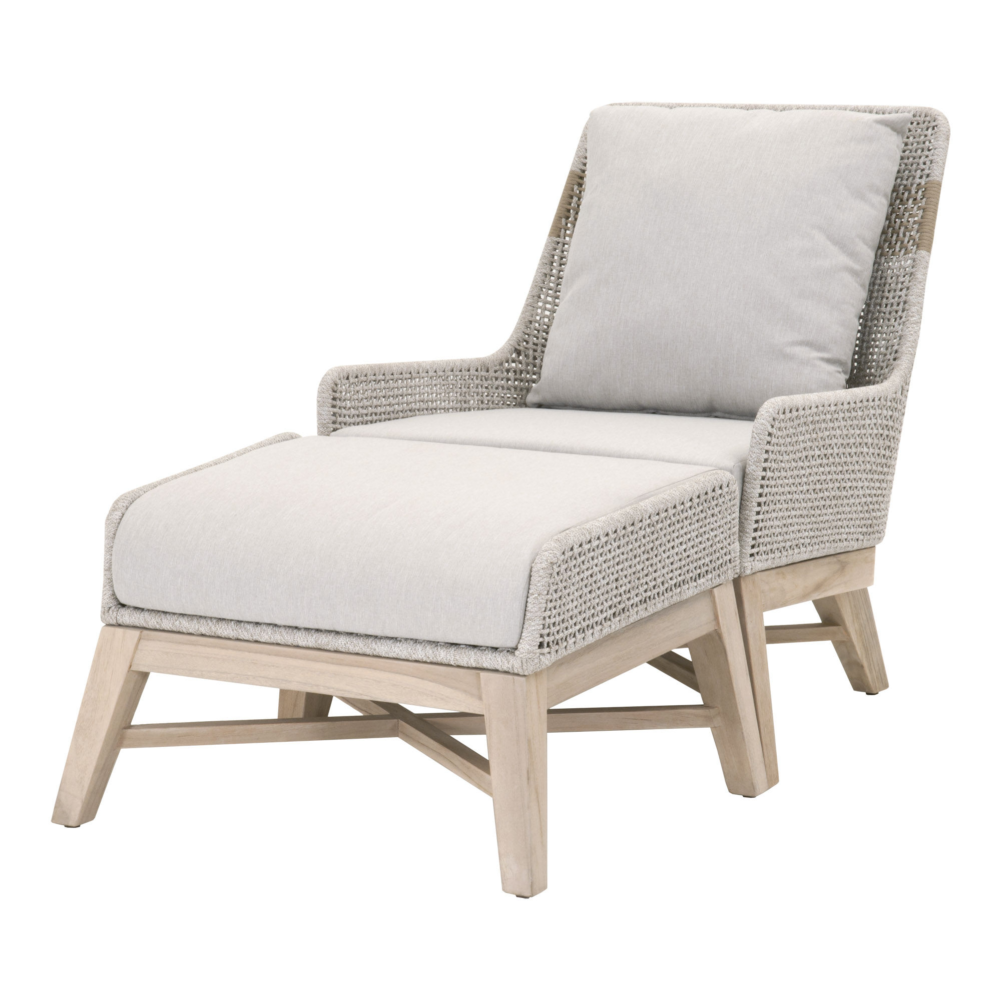 Essentials For Living Tapestry Taupe White Pumice Gray Club Chair and Ottom...