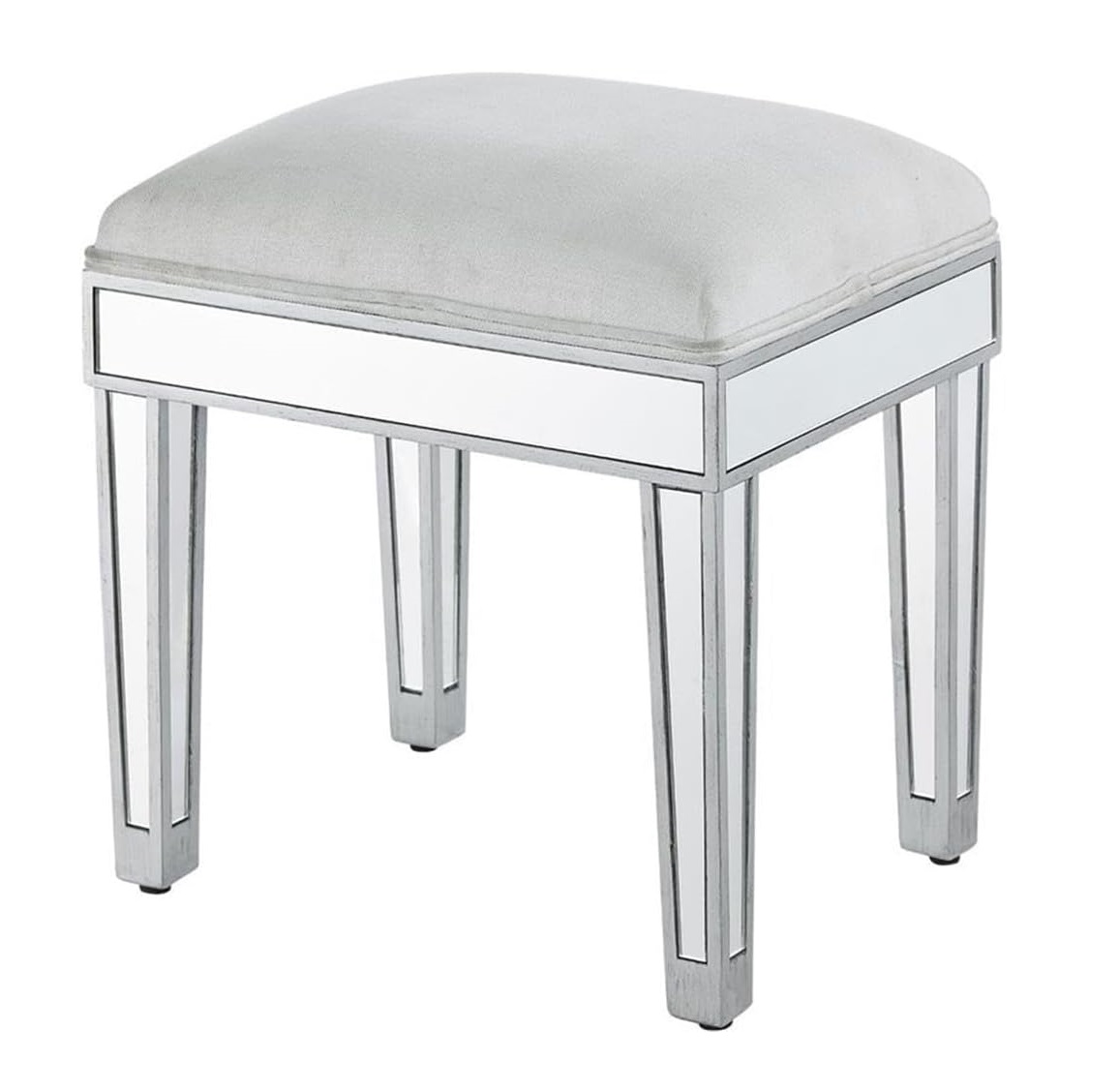 Elegant Decor Reflexion Silver Dressing Stool