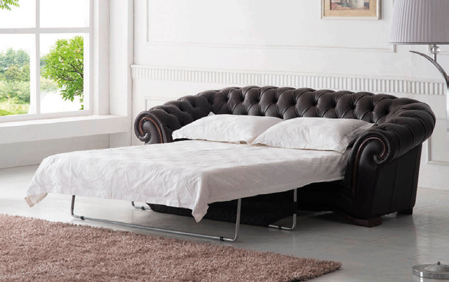 ESF 262 Brown Walnut Sofa Bed