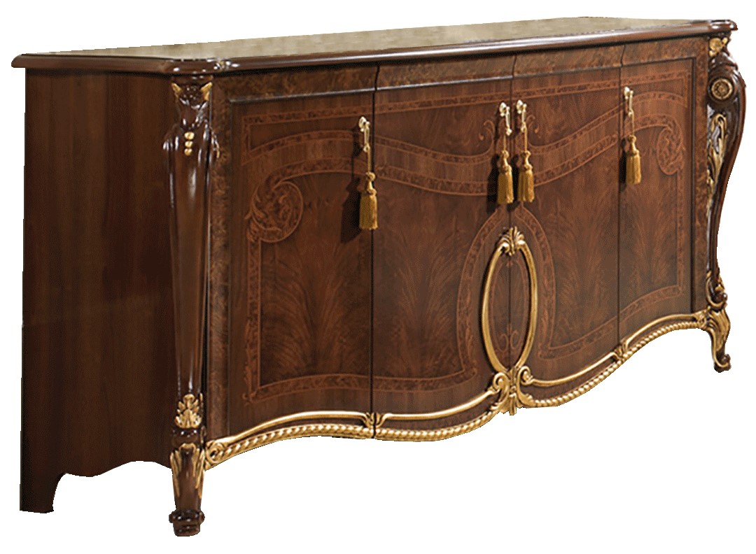 ESF Donatello Brown Walnut Yellow Gold 4 Door Buffet