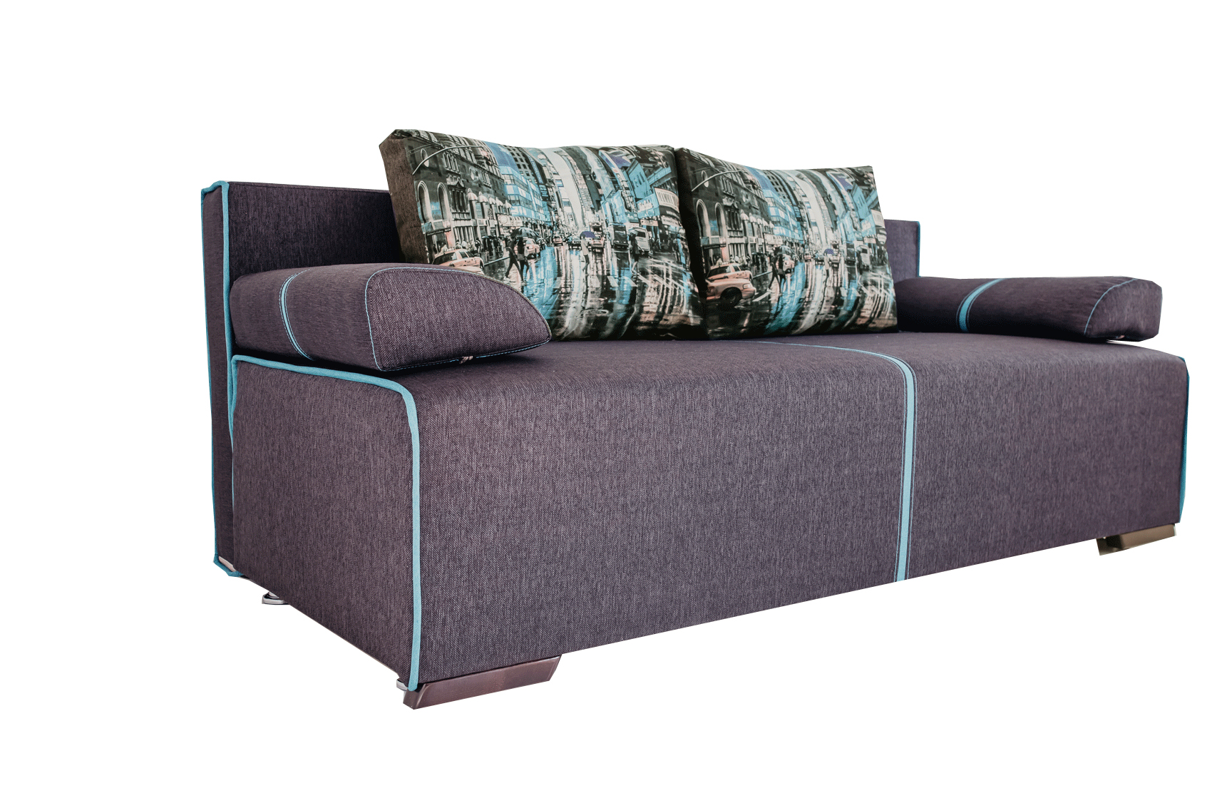 ESF Broadway Black Grey Silver Sofa Bed