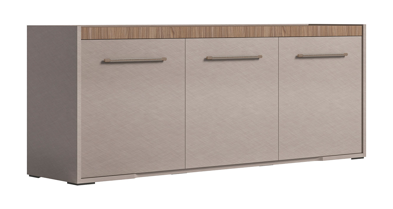 ESF Nora Brown Walnut Light Beige 3 Doors Buffet