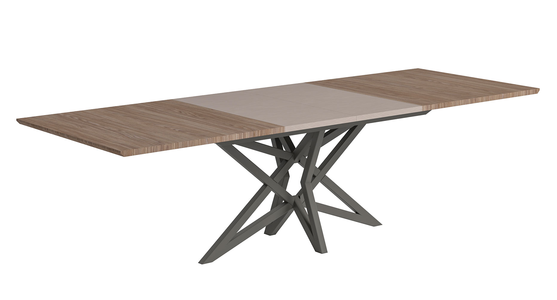 ESF Nora Brown Walnut Light Beige Dining Table with 2 Extensions