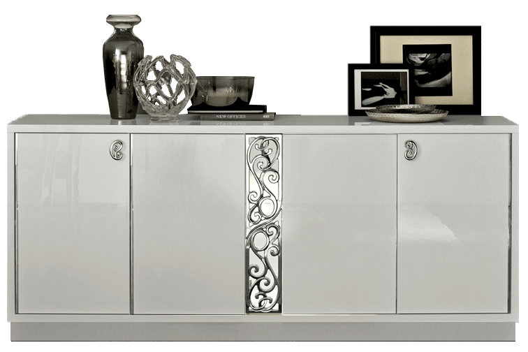 ESF Roma White Grey Silver 4 Door Buffet