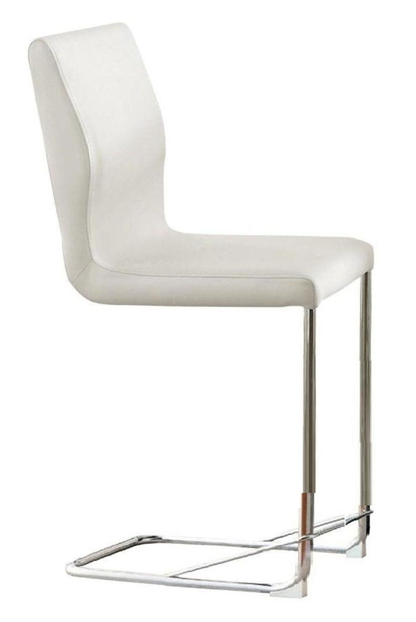 2 Furniture of America Lodia White Chrome Counter Height Chairs