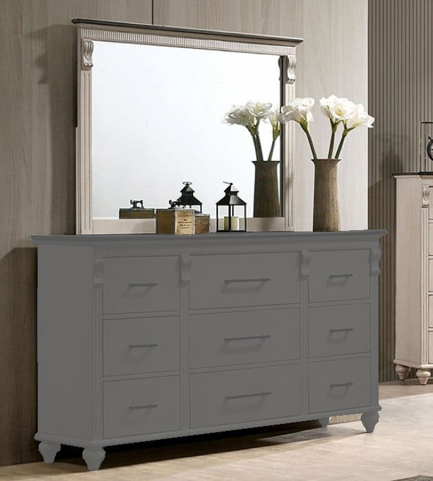 Furniture of America Agathon Antique White Walnut Mirror
