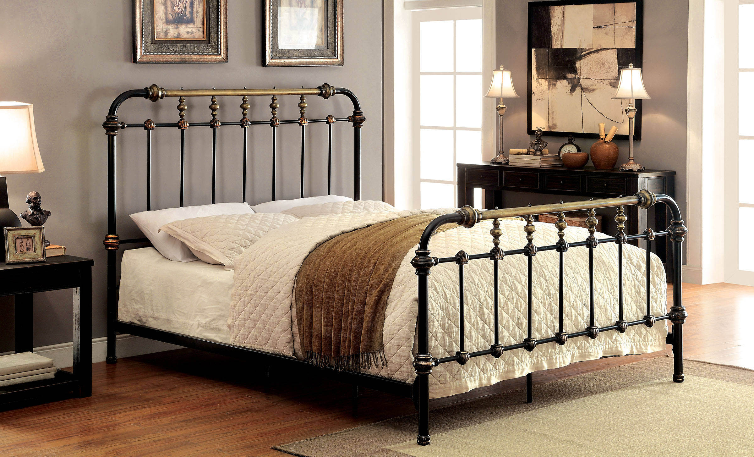 Furniture of America Riana Antique Black Twin Bed