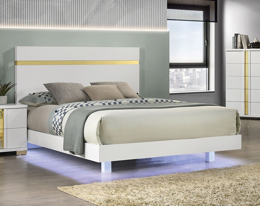 Furniture Of America Lillestrom White Gold Twin Bed FOA-FM7217WH-T-BED