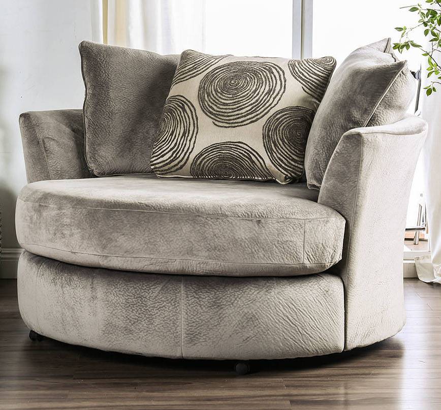 Furniture of America Bonaventura Gray Swivel Chair