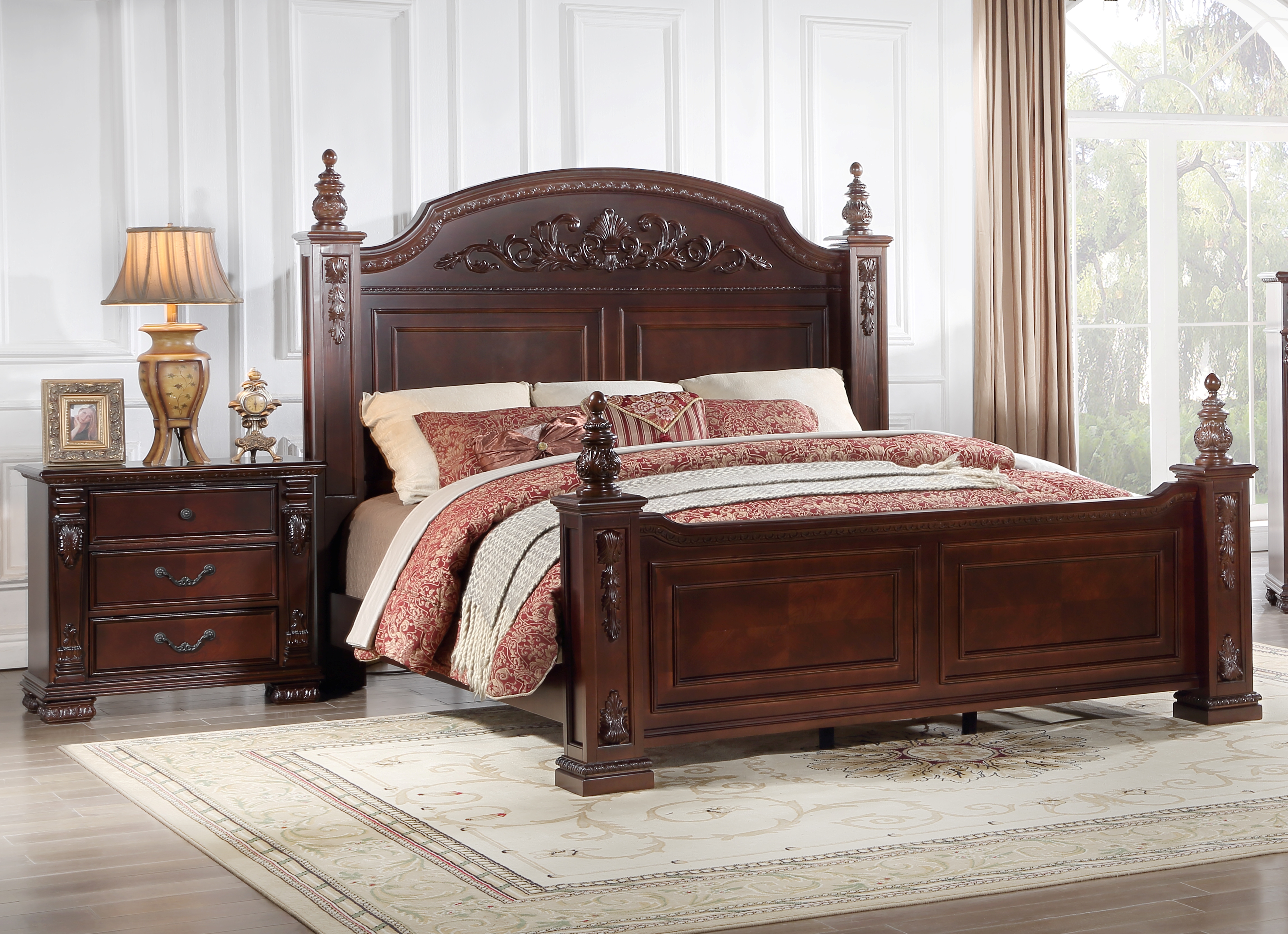 Glory Furniture Lyndon Cherry 2pc Bedroom Set With Queen Post Bed
