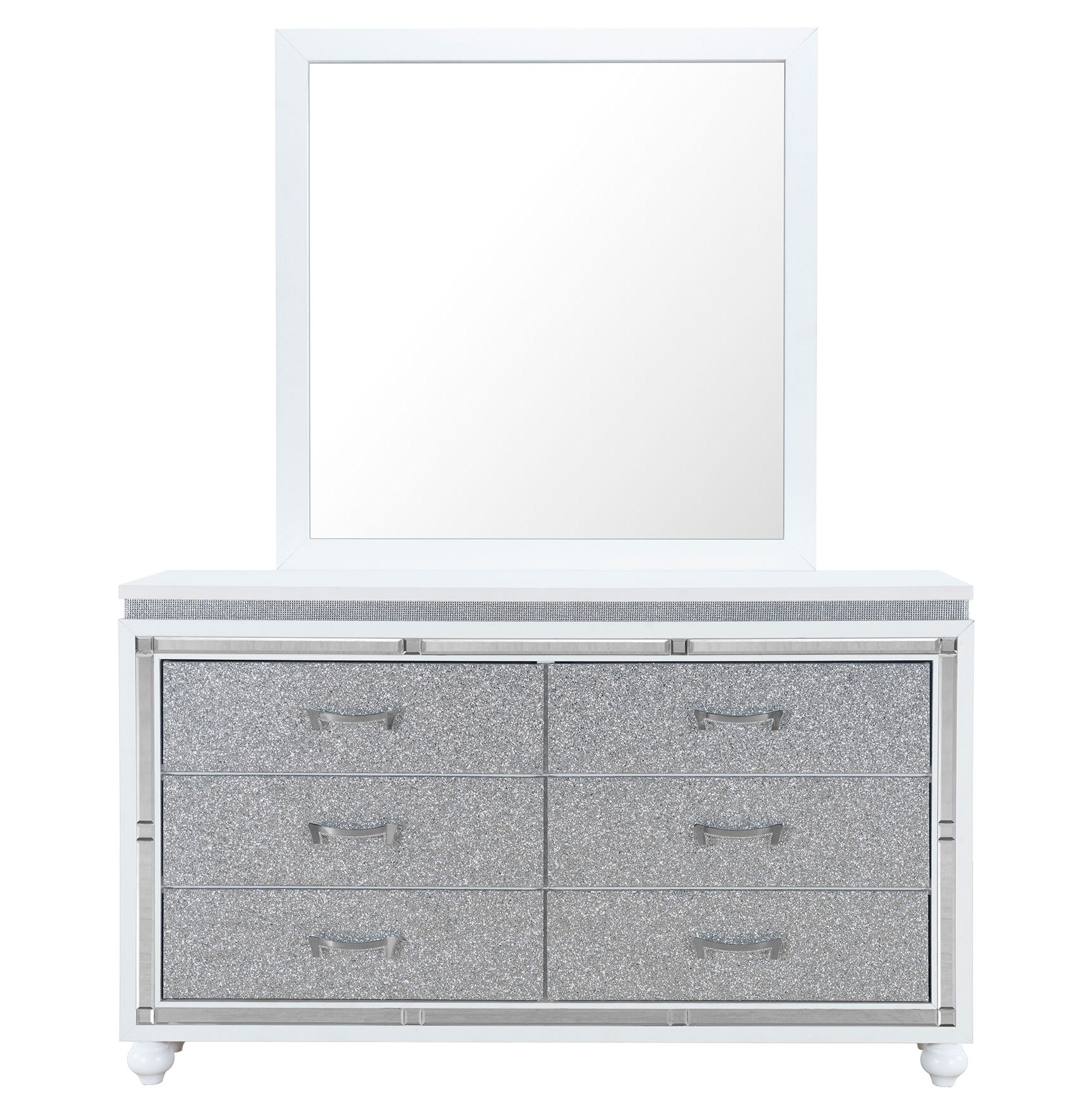 Global Furniture Collete White Dresser And Mirror