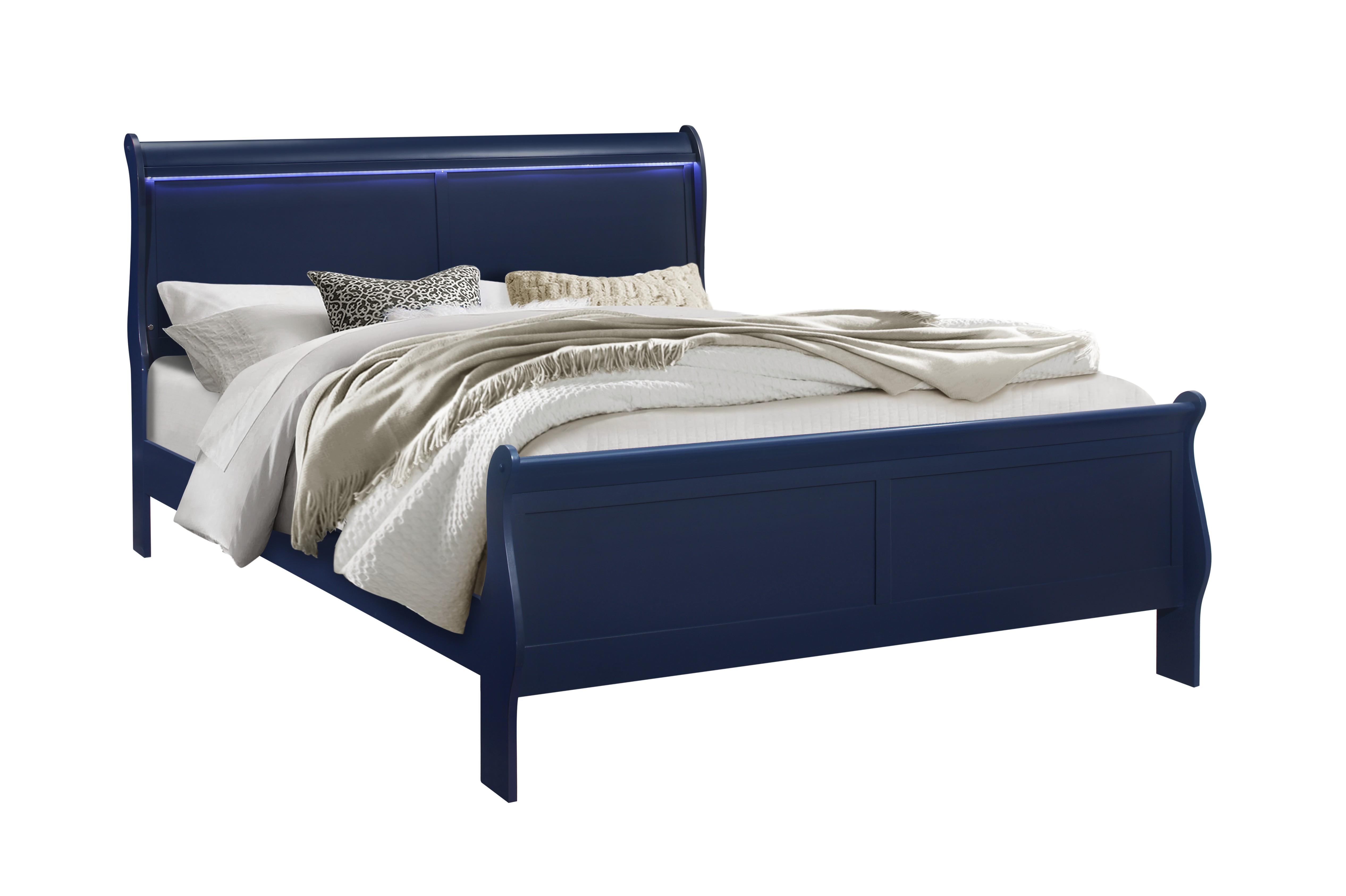 CHARLIE BLUE KING BED WITH LED