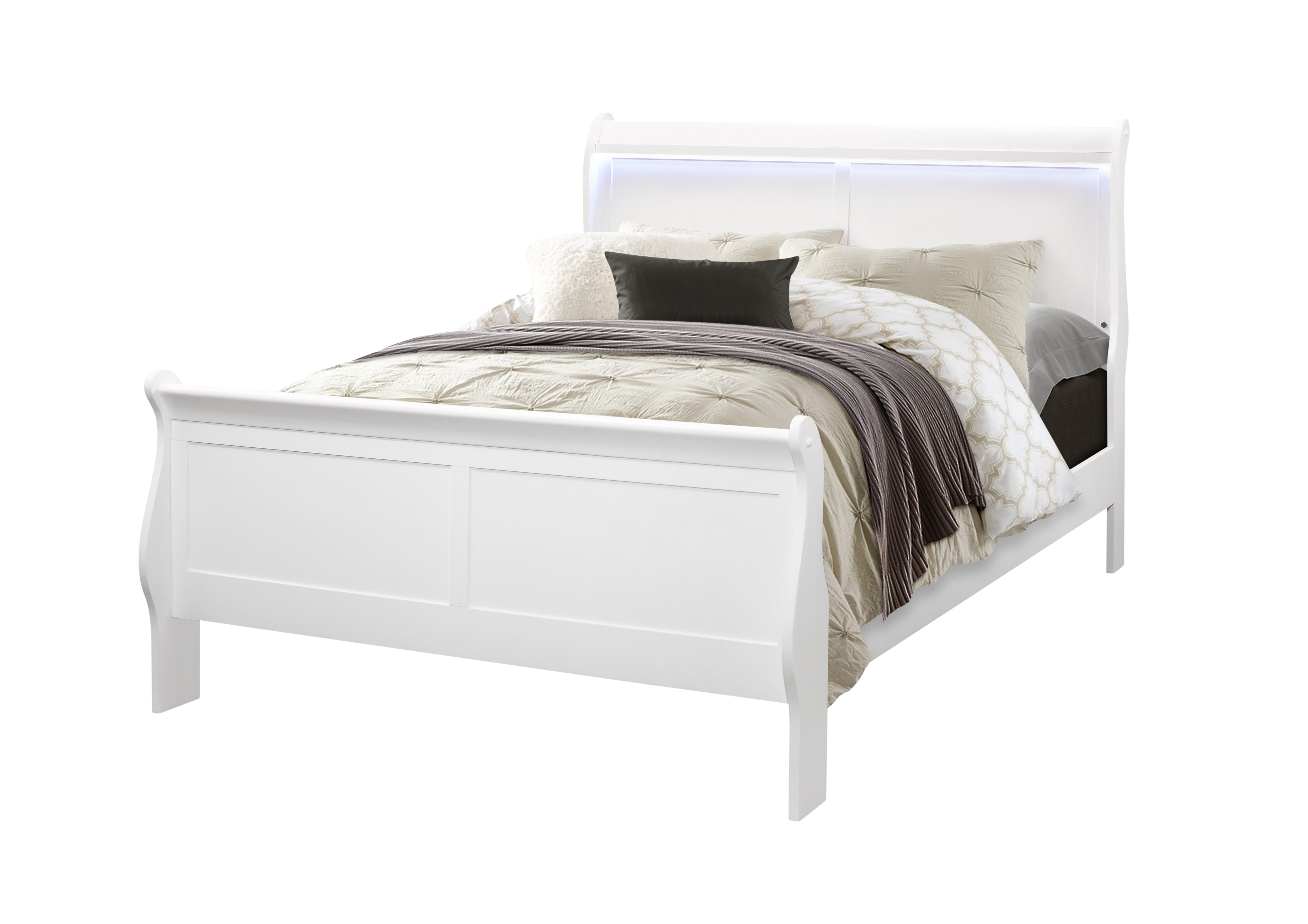 CHARLIE WHITE FULL BED WITH LED