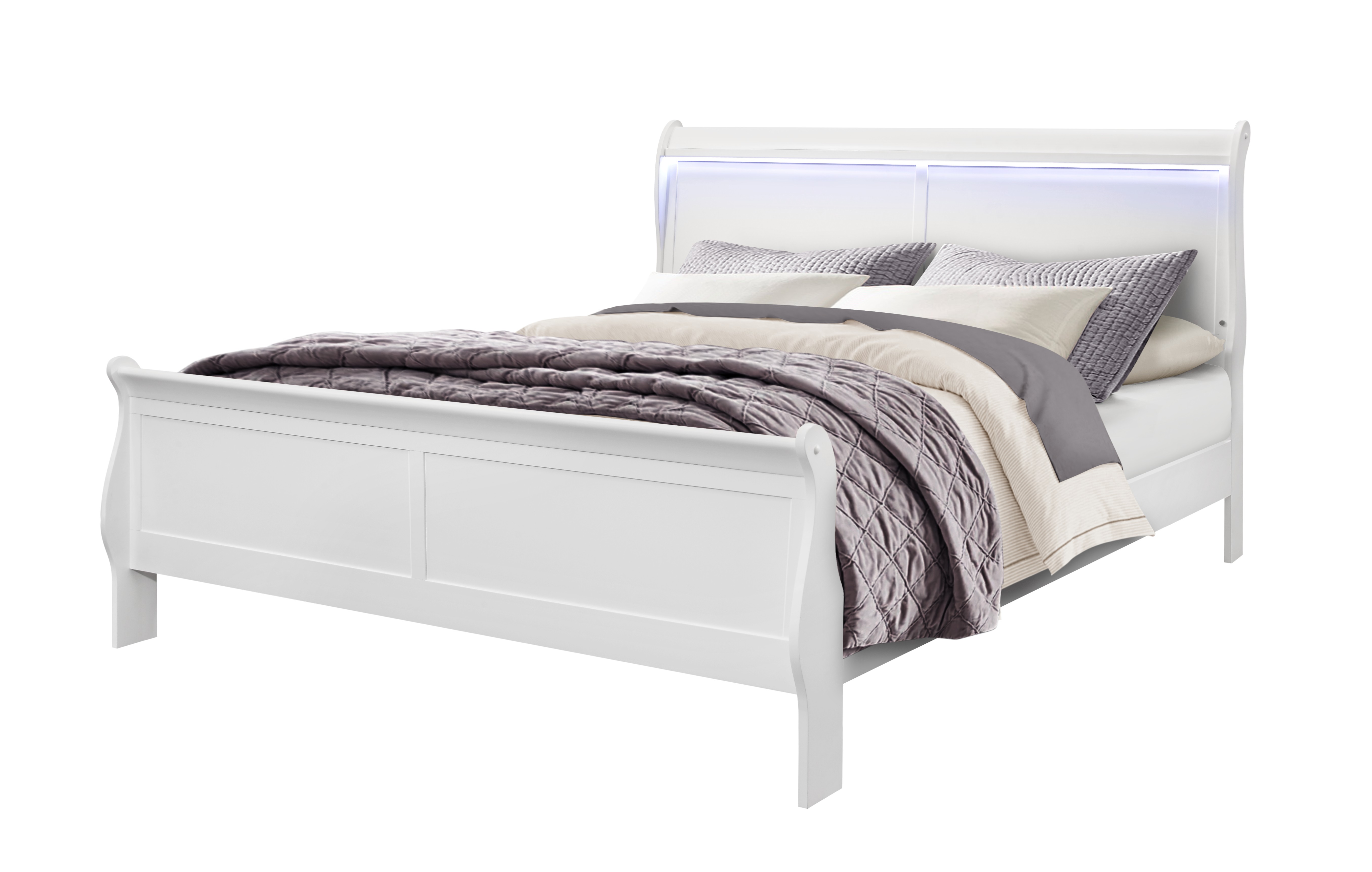 CHARLIE WHITE KING BED WITH LED