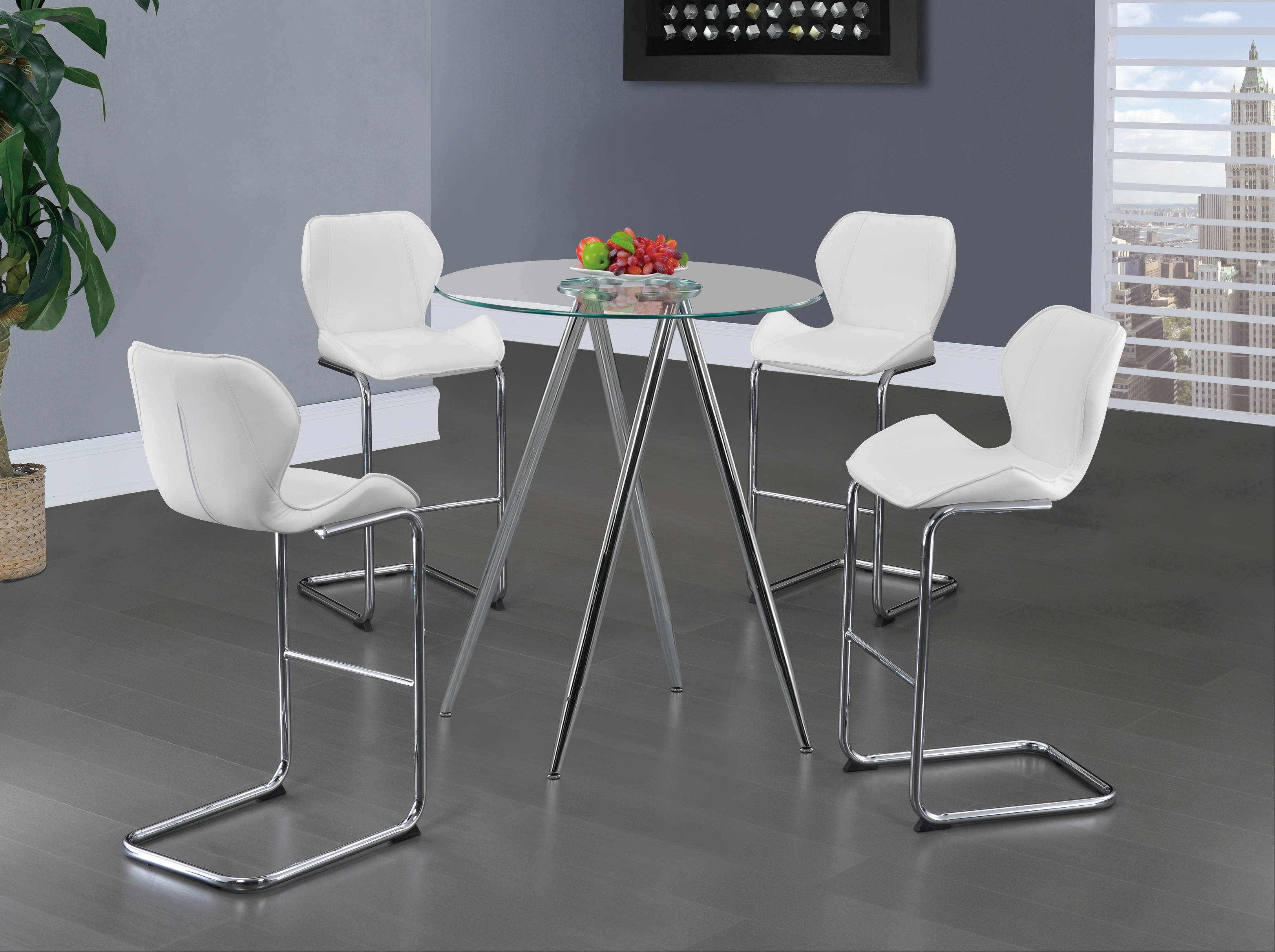 Global Furniture D1503-D1446 White 5pc Bar Set