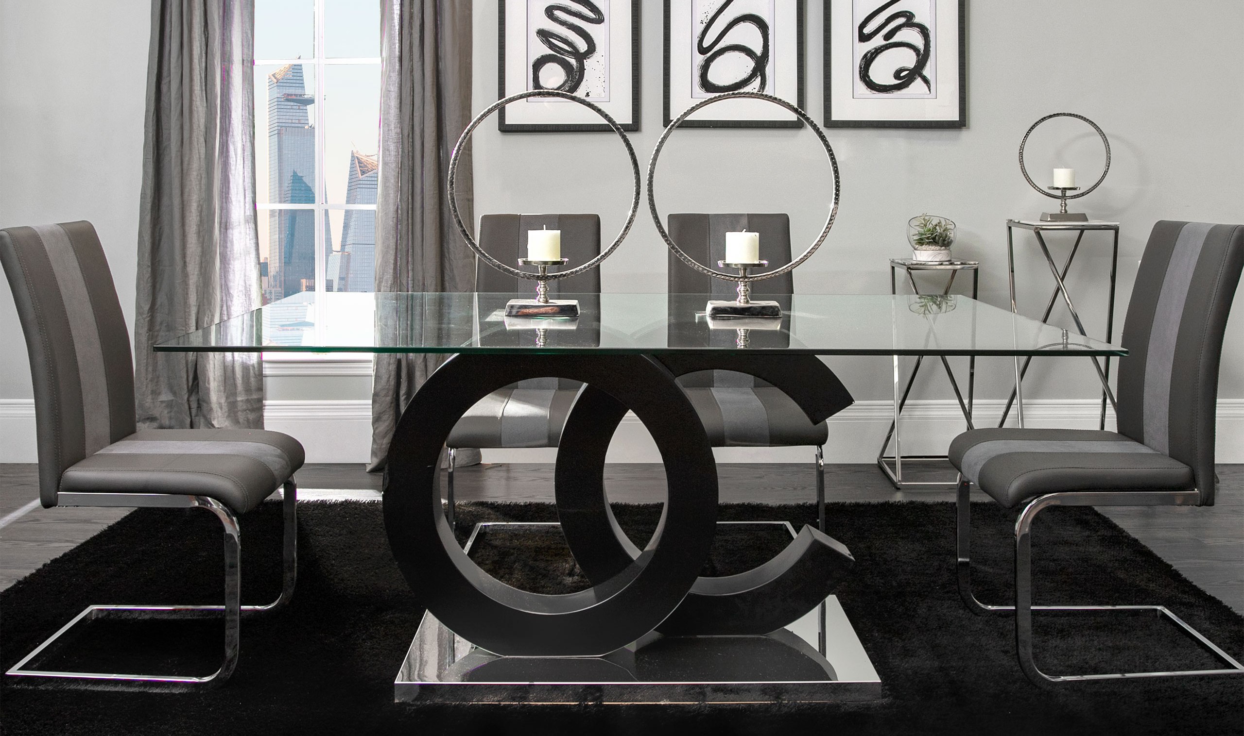 Global Furniture D2207 Black Grey 5pc Dining Room Set