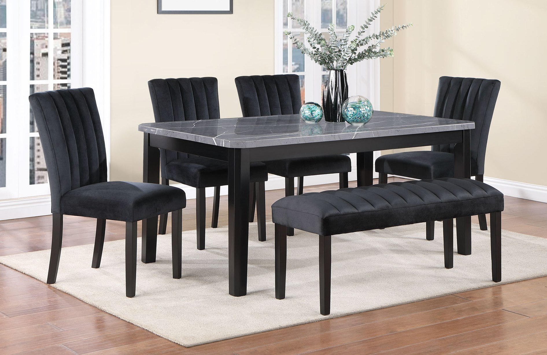 Global Furniture D8685 Dark Grey Black 6pc Dining Room Set