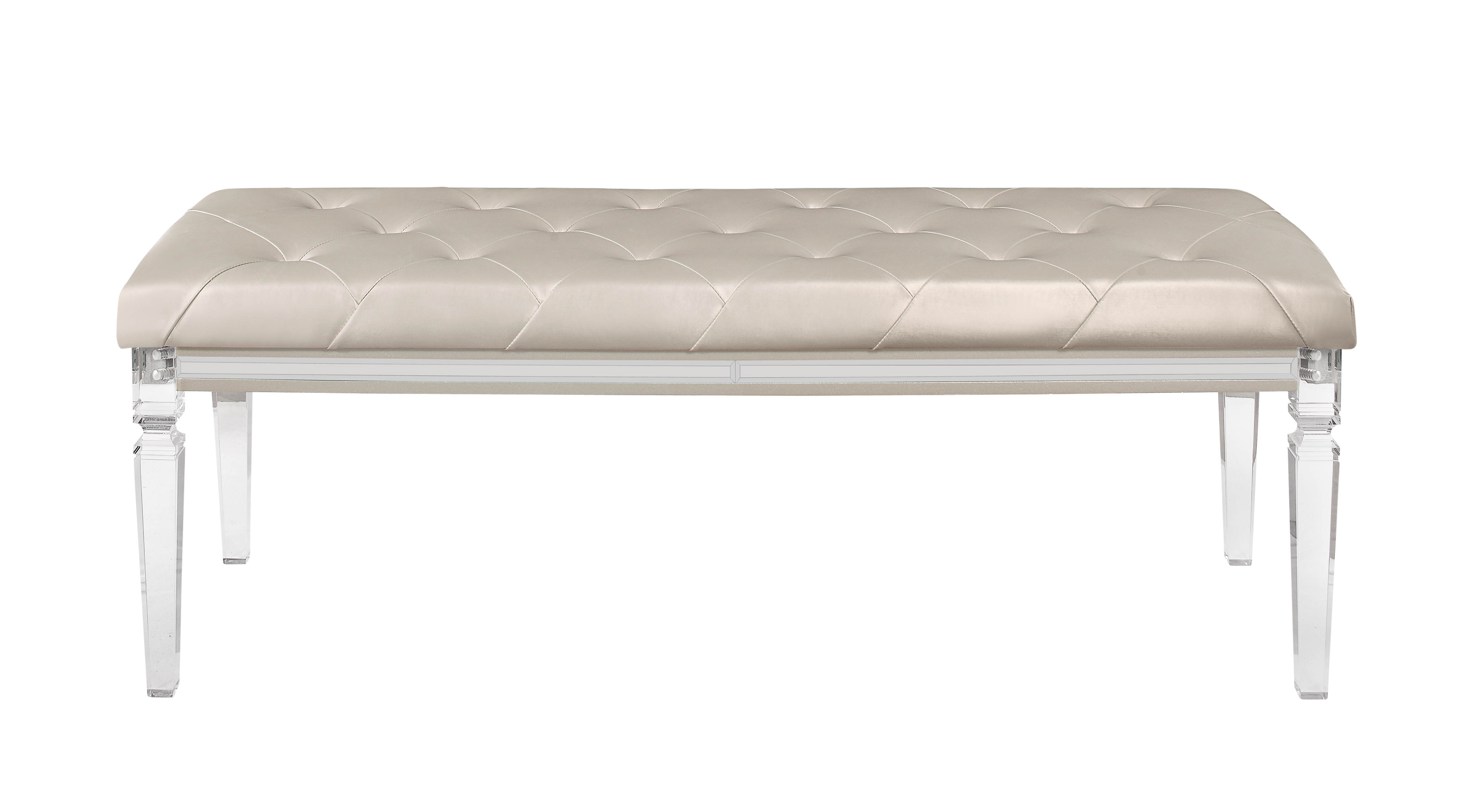 Global Furniture Paris Champagne Bench with Acrylic Legs