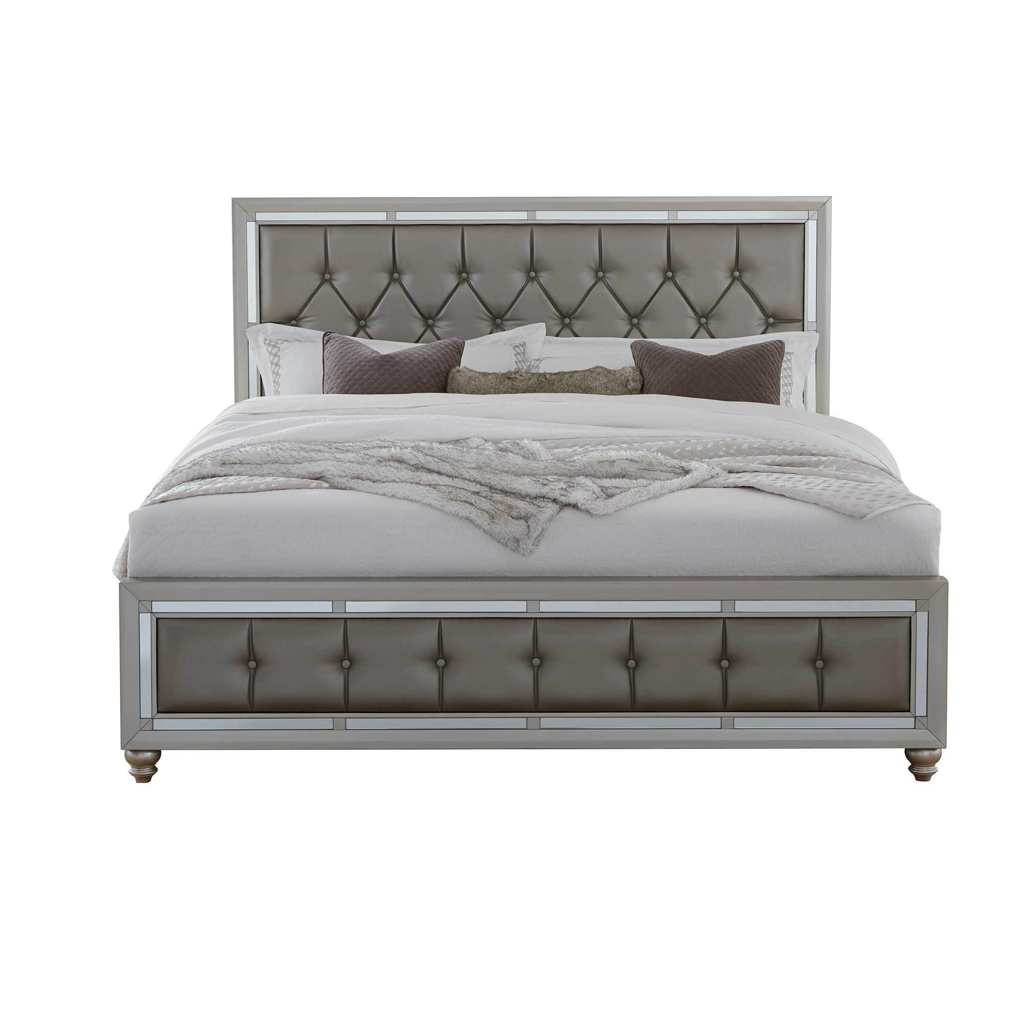 Global Furniture Riley Silver Queen Panel Bed