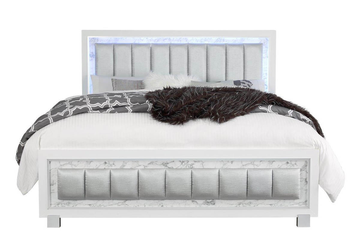 Global Furniture Santorini White Queen Panel Bed