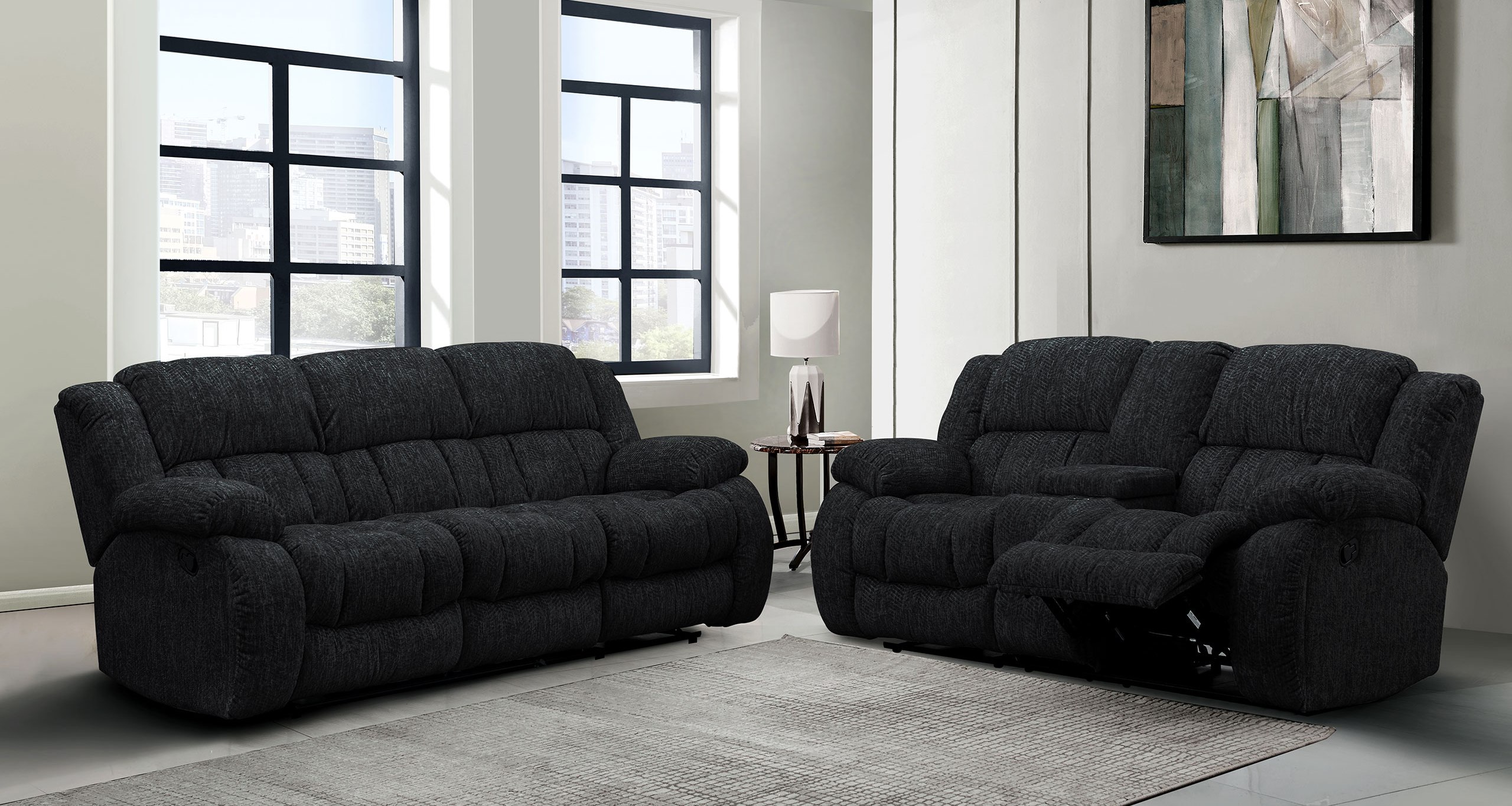 Global Furniture U250 Ebony 2pc Living Room Set