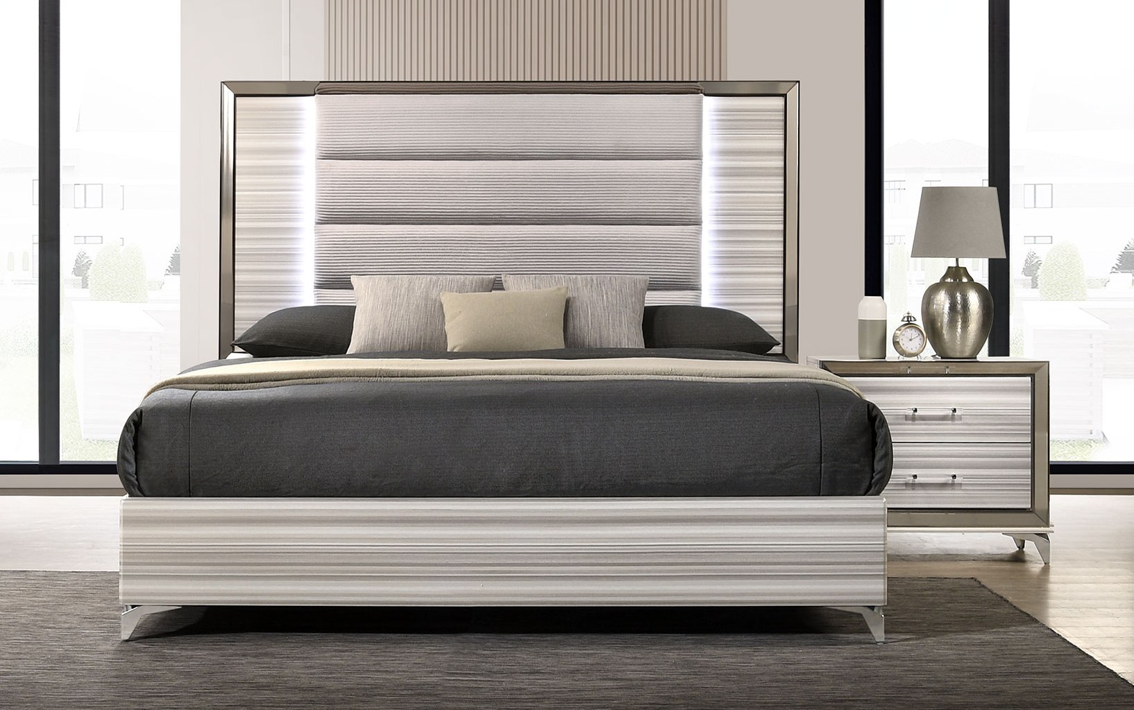 Global Furniture Zambrano White 2pc Bedroom Set with Queen Bed