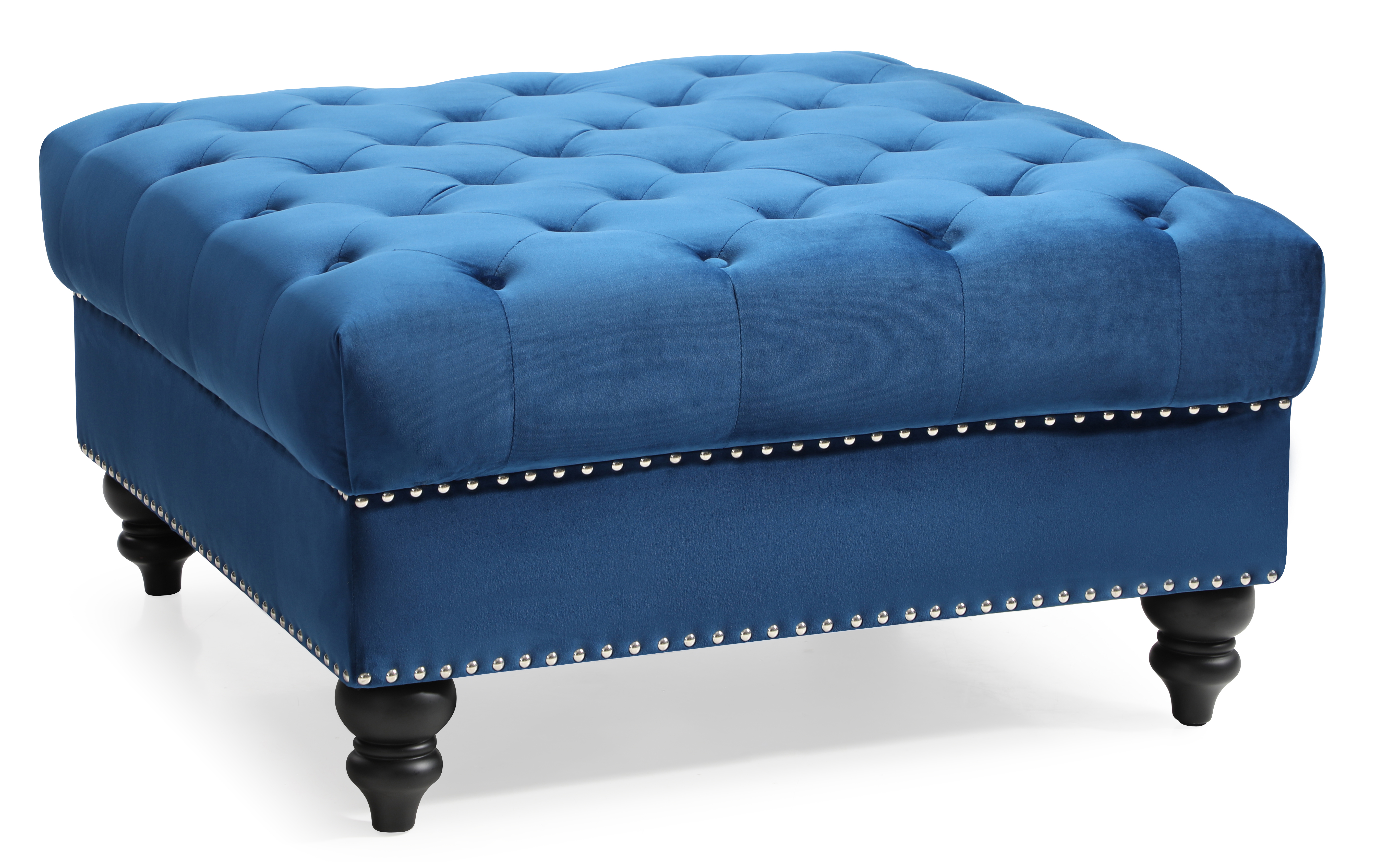 Glory Furniture Nola Navy Blue Velvet Ottoman