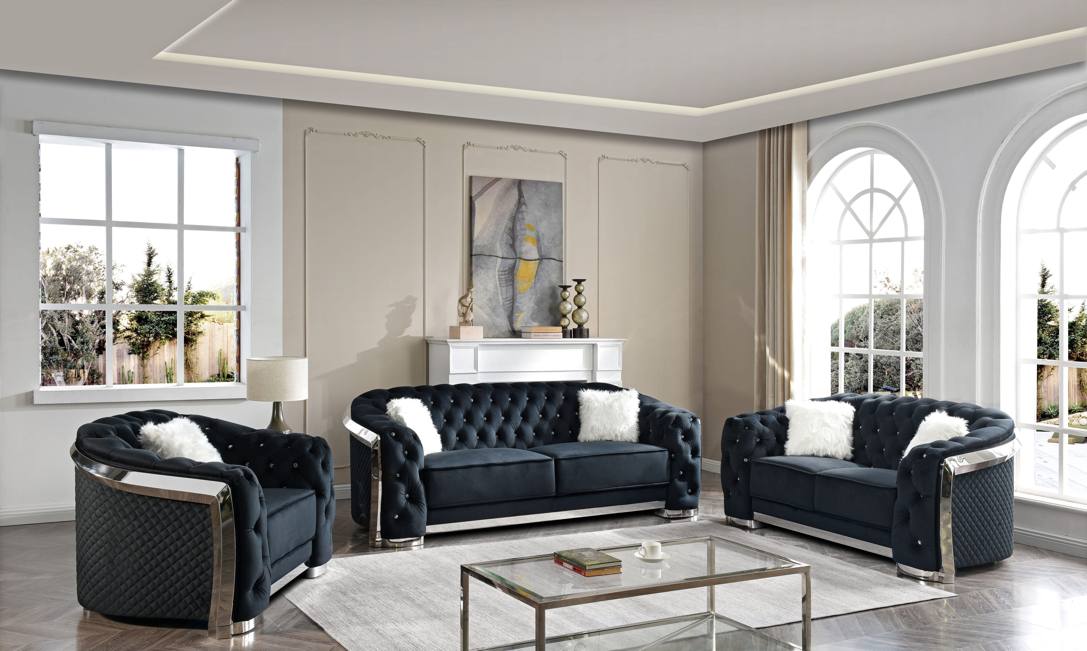 Elite Space Living Wroclaw Black 3pc Living Room Set
