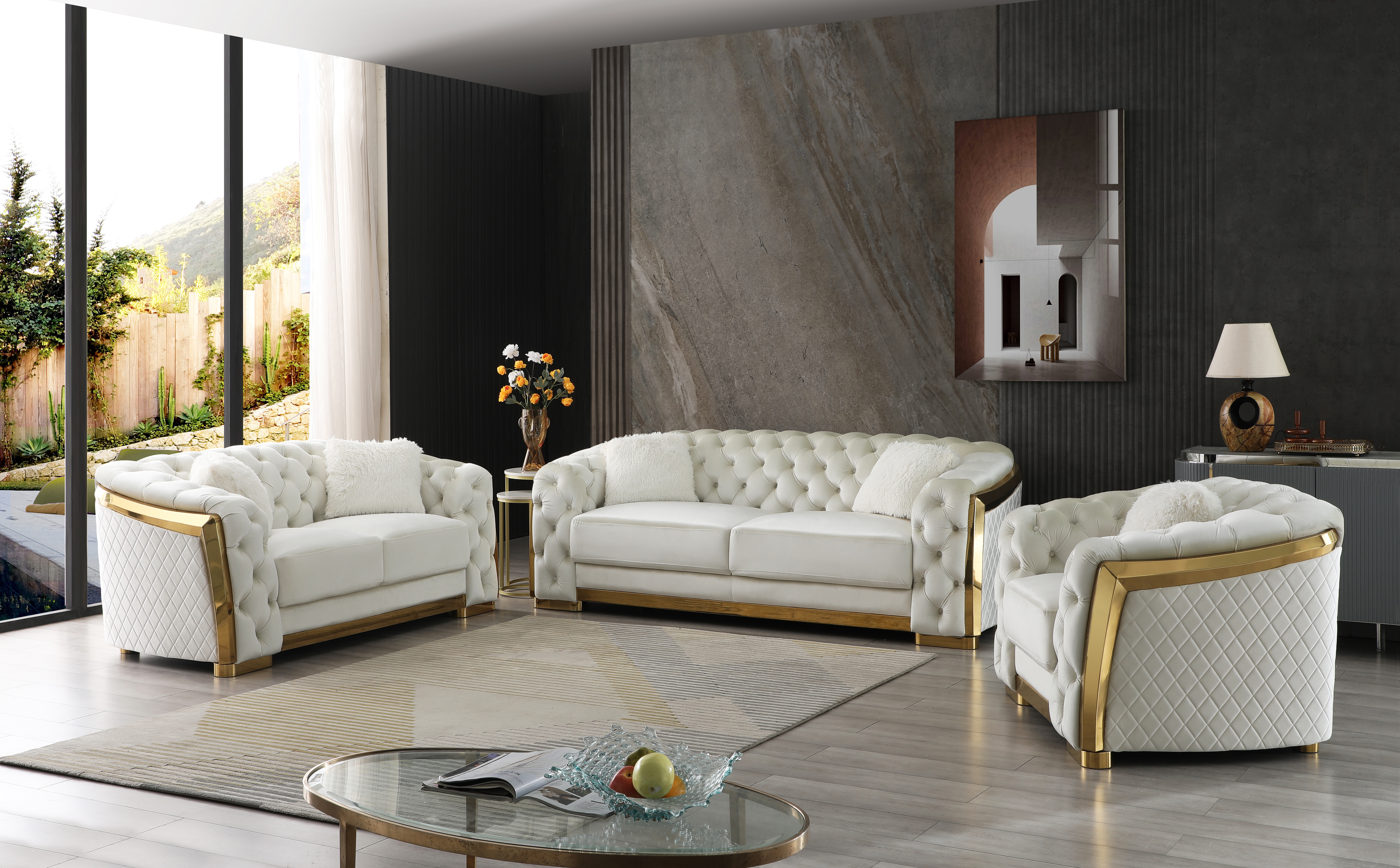 Glory Furniture Lexi Ivory 3pc Living Room Set