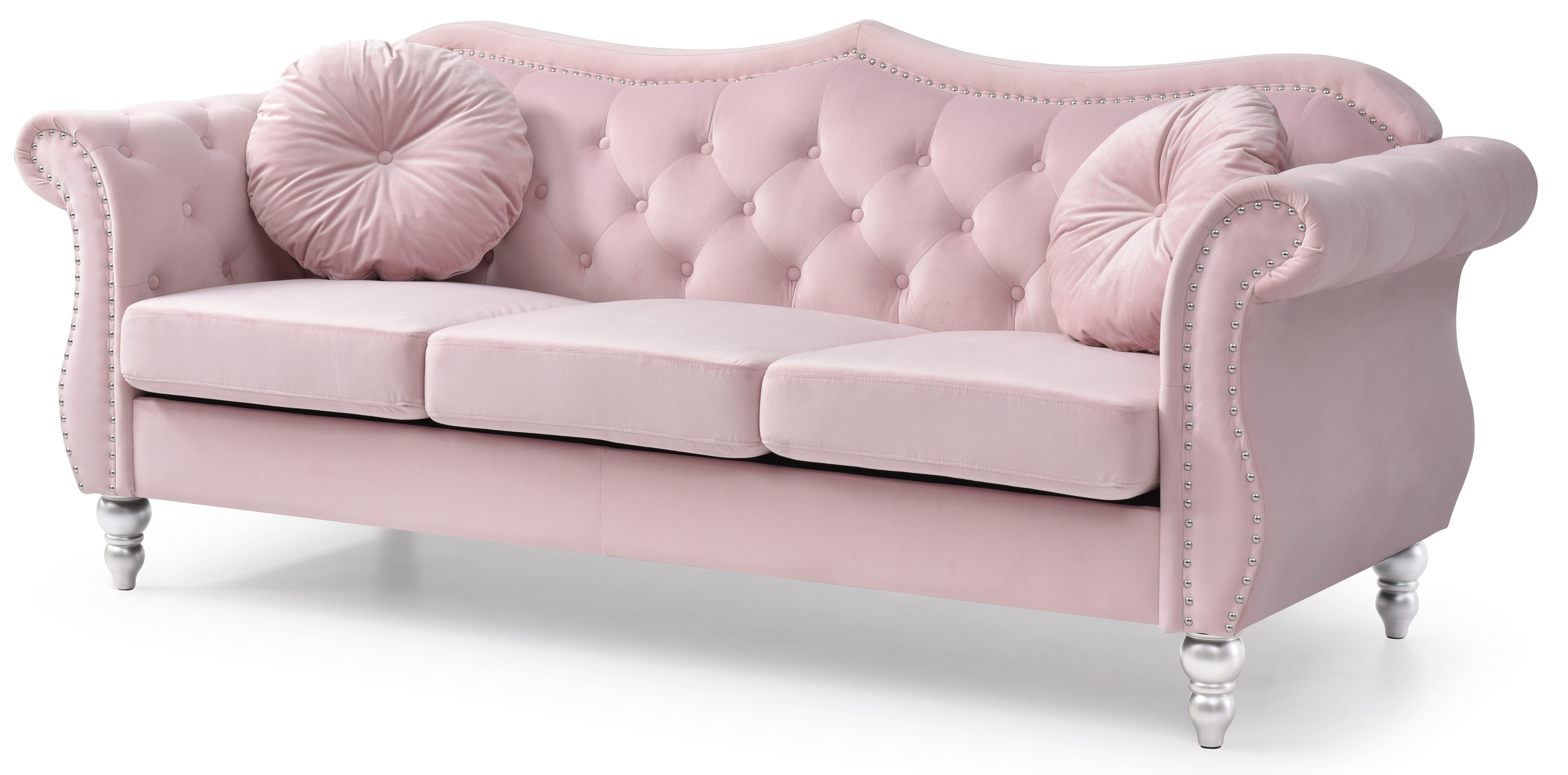 Glory Furniture Hollywood Pink Velvet Fabric Sofa