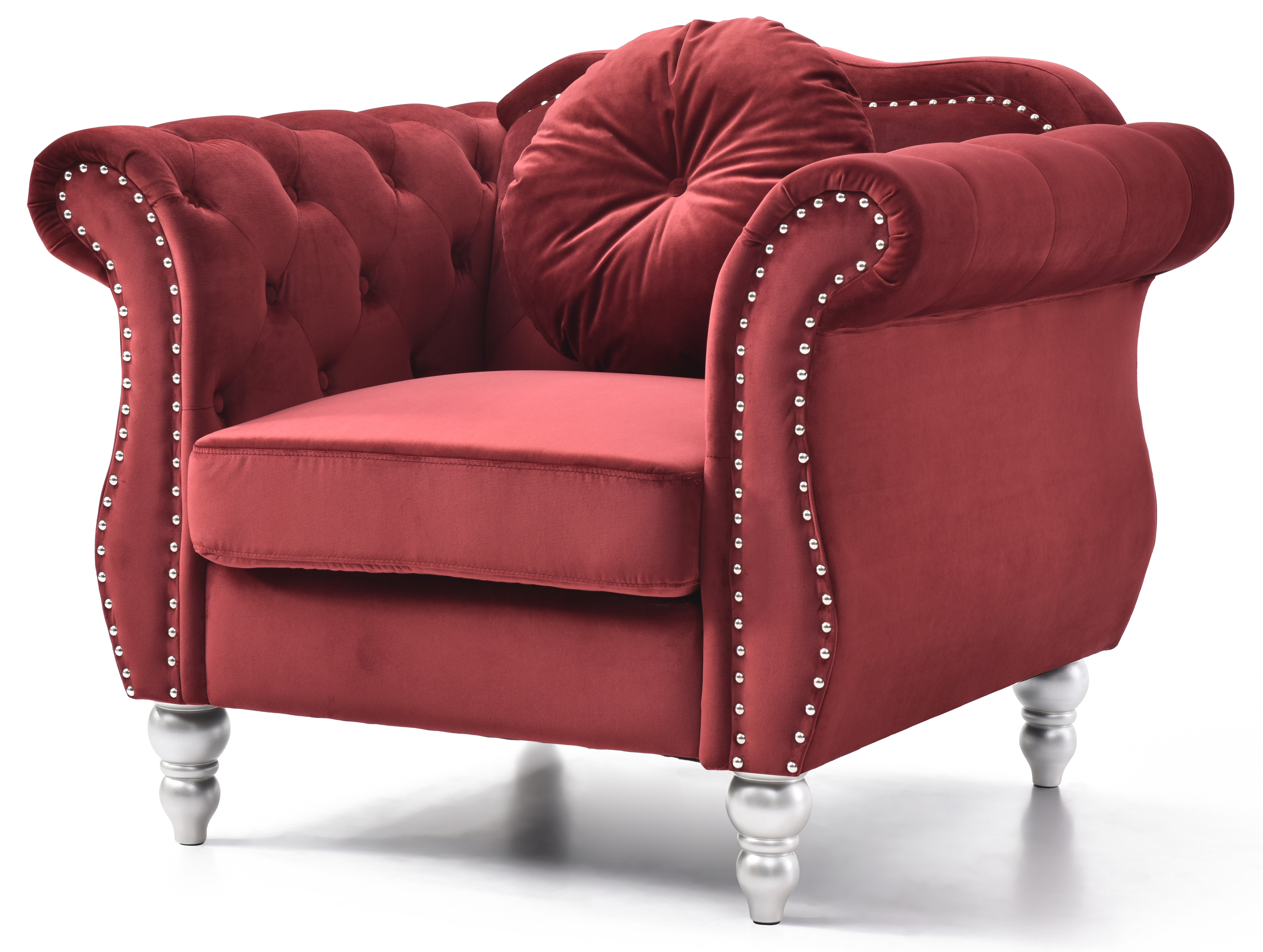 Glory Furniture Hollywood Burgundy Velvet Fabric Chair